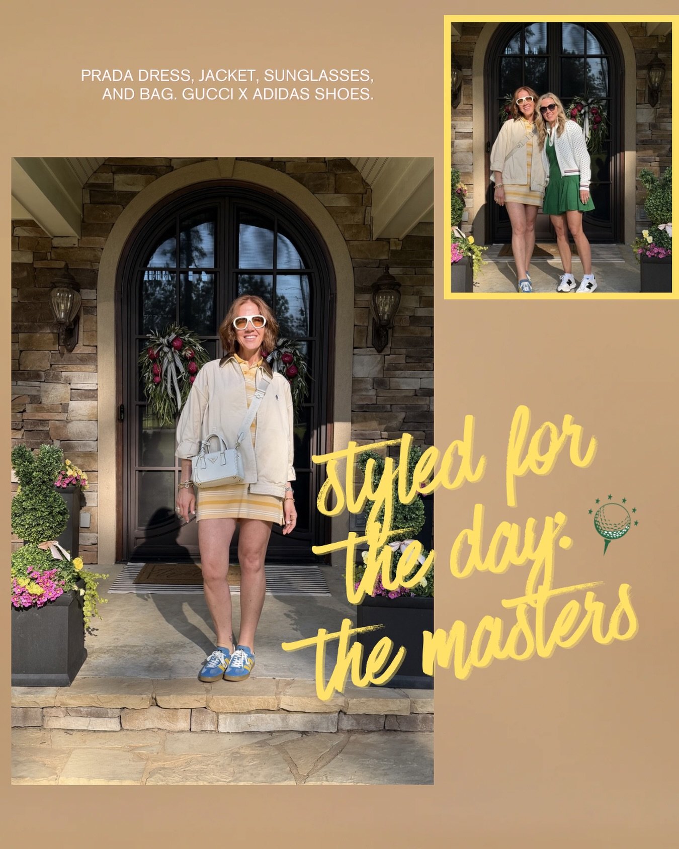 styled for the day at @themasters with @megandunnekrouse DAY 1 and it&rsquo;s HOT 🔥 having the best time &amp; loving all the outfits 

@prada 
@gucci 
@adidas 

#styledfortheday #ootd #outfi̇tcheck