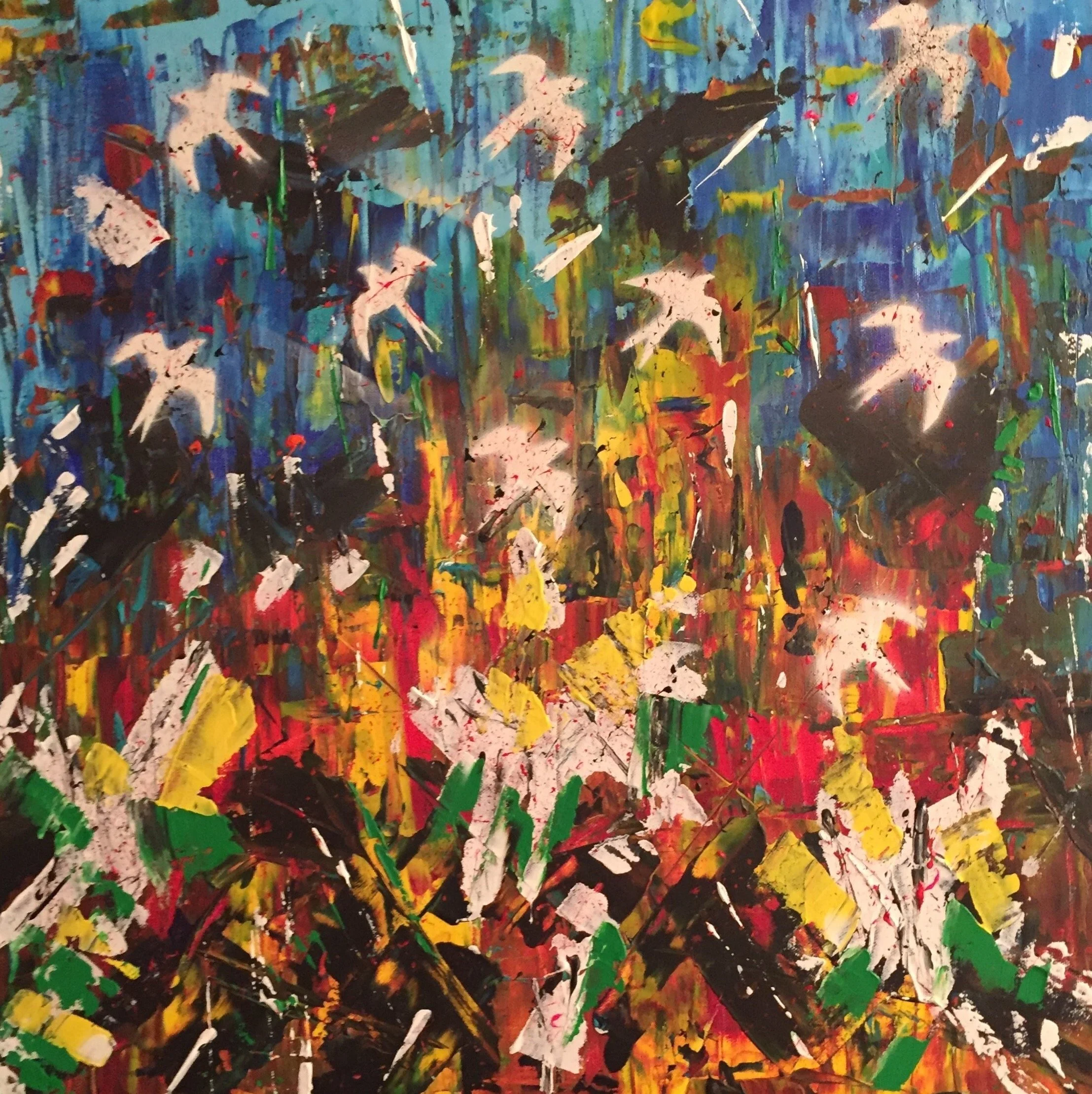 Birds Explosion - Acrylic Painting