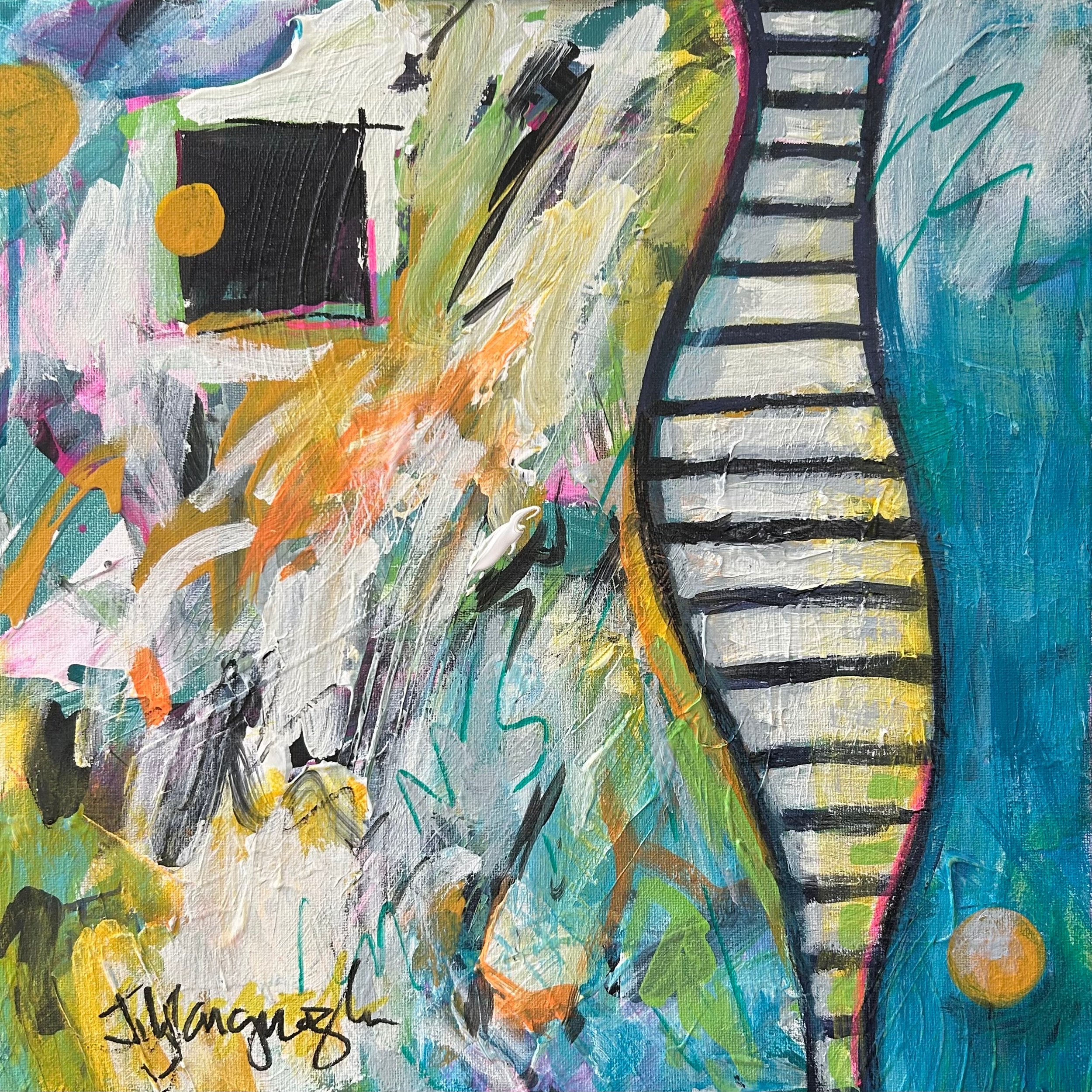 Keeping it Together, 14" x 14", Acrylic on canvas 