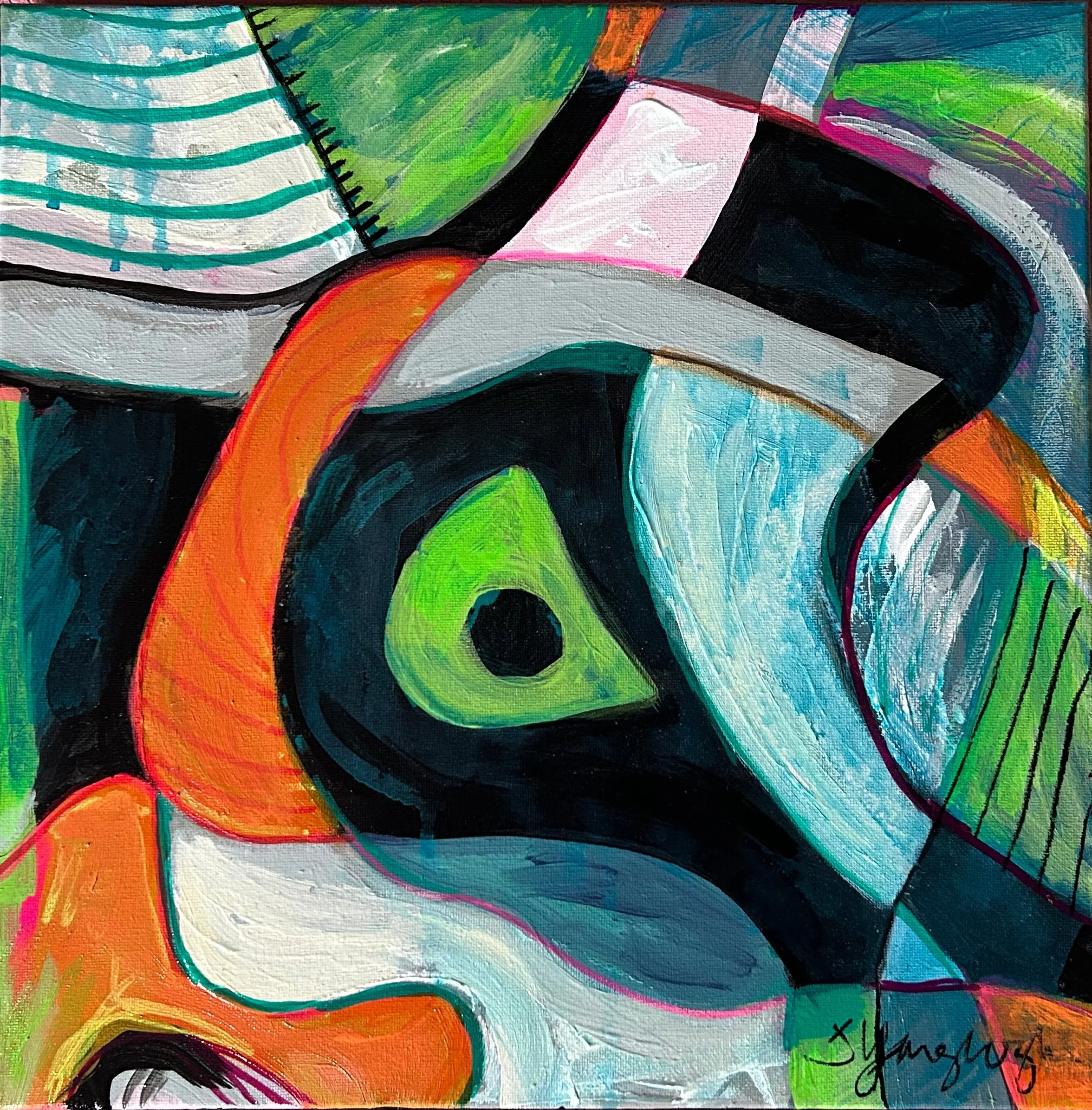 View from Above, 14" x 14", Acrylic on canvas