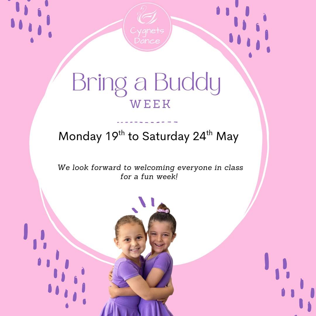 🎉 Bring a Buddy Week starts TOMORROW! 🎉

We&rsquo;re so excited to welcome your dancer&rsquo;s special guests into the studio this week! 🩰💕

It&rsquo;s going to be a week full of fun, friendship, and a little extra sparkle as we share the magic o