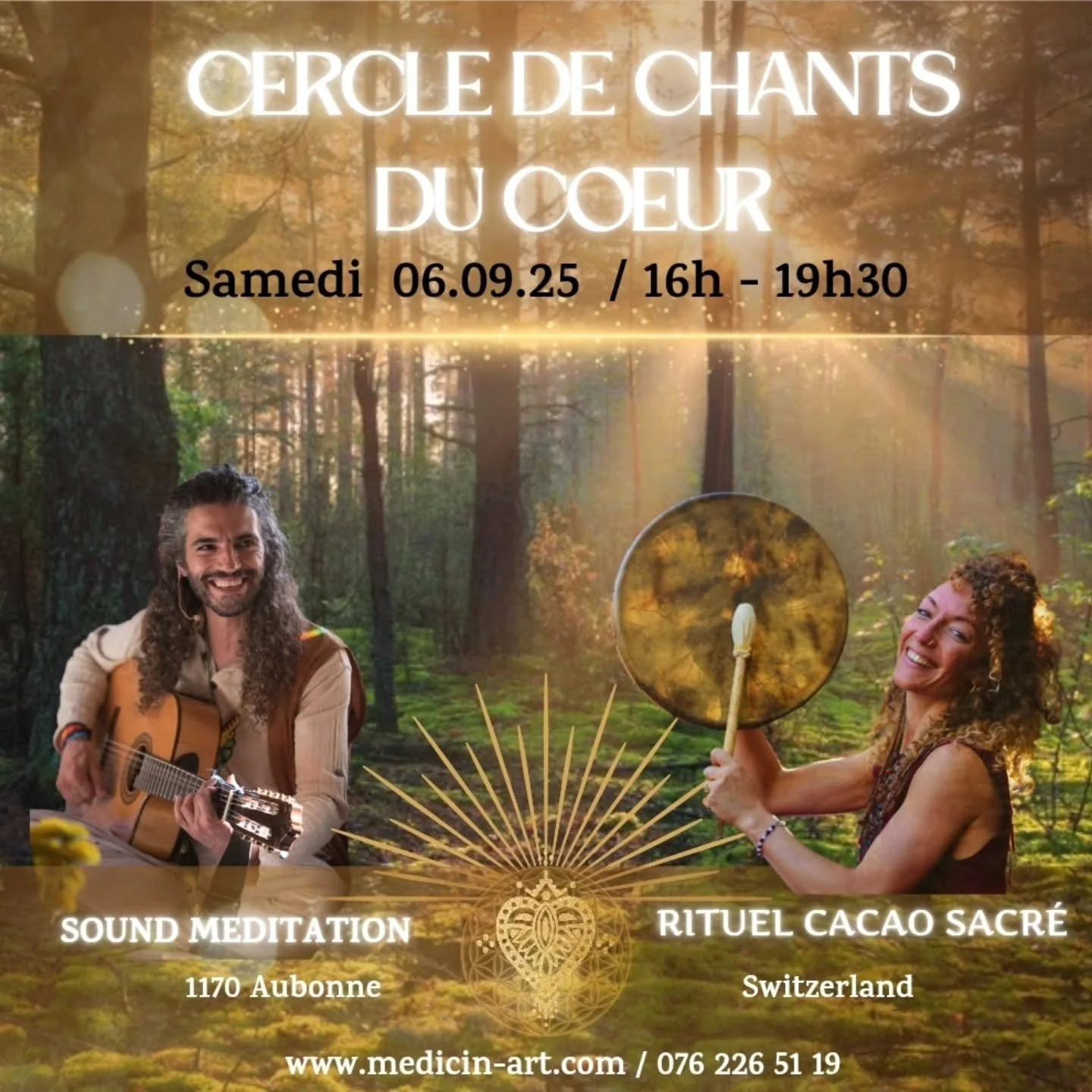 &hearts;️ CERCLE DE CHANTS DU C&OElig;UR ❤️ 

📅 Ce Samedi 6 septembre 
🕓 De 15h30 &agrave; 19h30
📍 Casa de Luz &ndash; Aubonne 
🍲 Repas partag&eacute; jusqu&rsquo;&agrave; 21h30

Quand nos voix s&rsquo;unissent, elles ouvrent un espace sacr&eacut