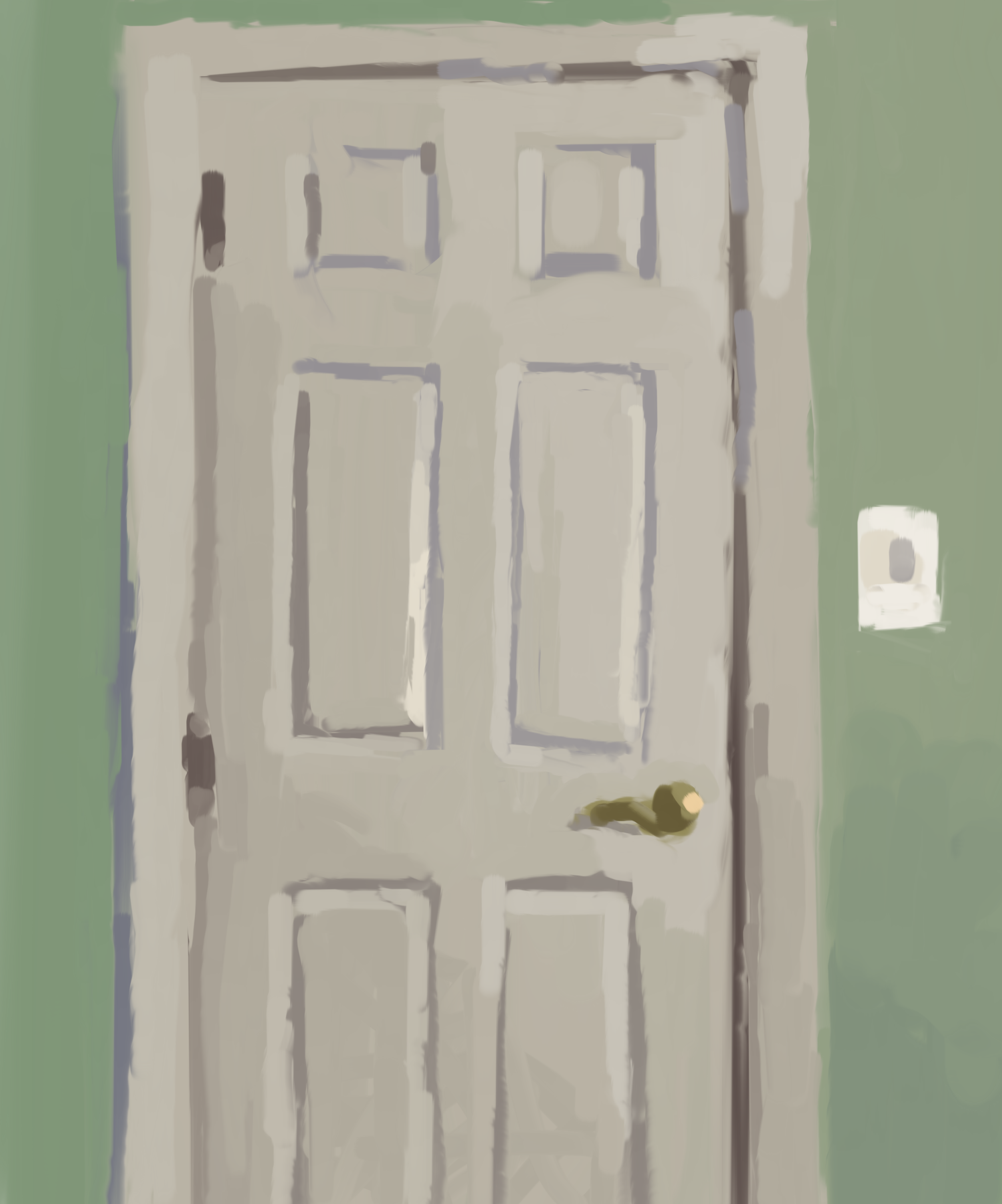 Guest room door, iPhone drawing, 2023