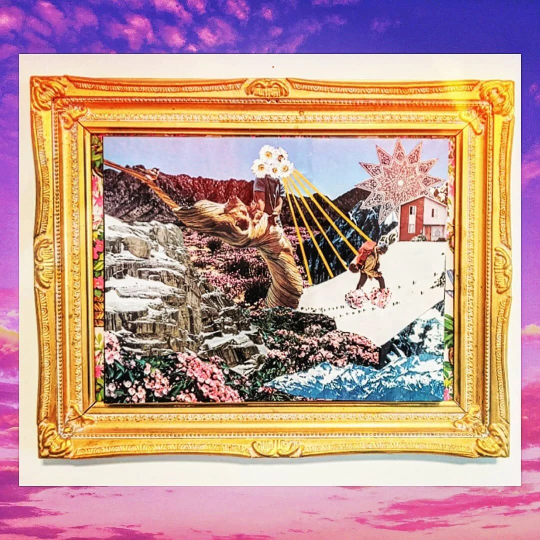 Though my husband Evan and I still have most of our things in storage as we've moved from sublet to sublet these past six months, I've kept this piece with me wherever we've gone. 

It is one of the first collages of mine that I ever framed. It used 