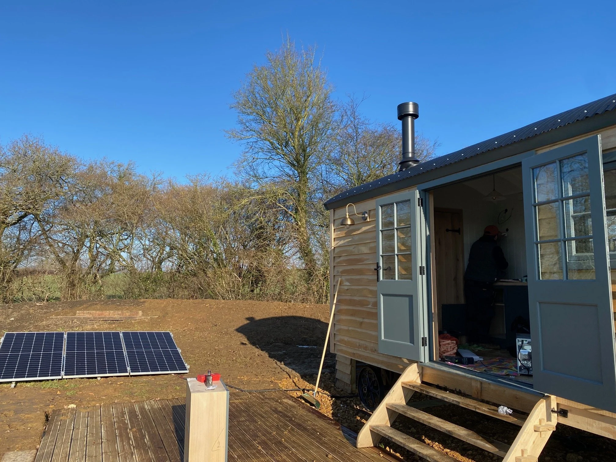 Off-Grid Solar Installation, Greendown Shepherd Huts