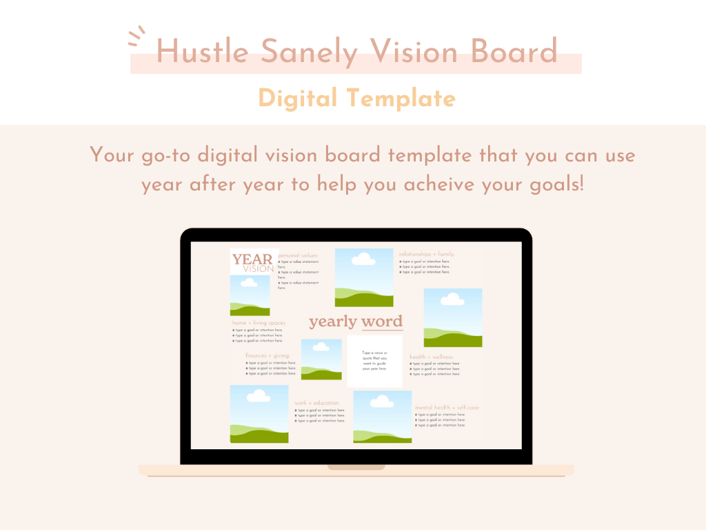 Hustle Sanely Digital Vision Board Template — Hustle Sanely® by Jess Massey