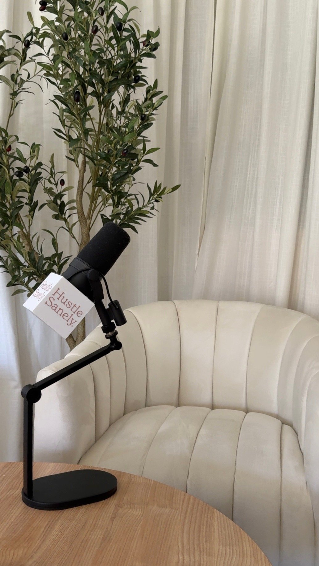 podcast mic and chair