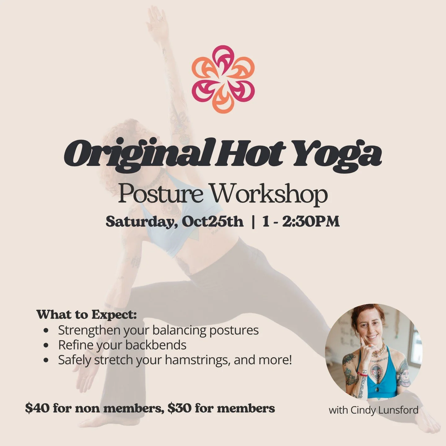 Your back does a lot for you &mdash; this Saturday, give it something back. 💛

Join Cindy for our Floor Series Posture Clinic, focusing on the spine-strengthening, kneeling, and cool-down postures that help you move with strength and ease.

Then rol