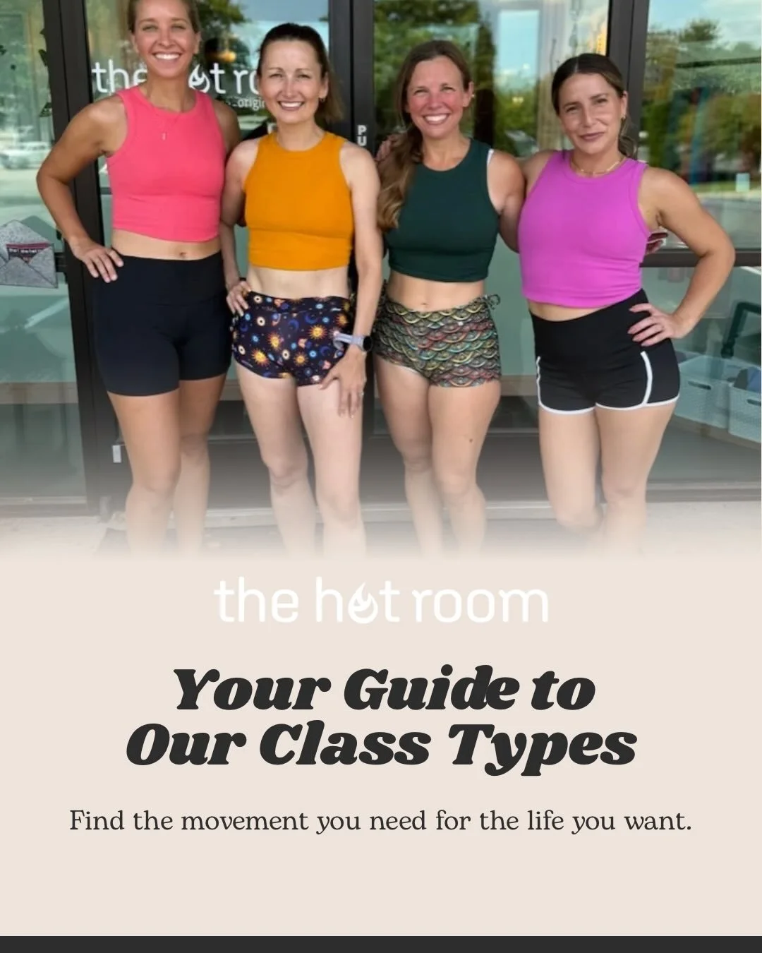 Not sure where to start? Here&rsquo;s your guide to our signature class styles at The Hot Room.

Whether you need strength, sweat, stress relief, or mobility&mdash;we&rsquo;ve got a class for that.

Save this post for later + send to a friend who&rsq