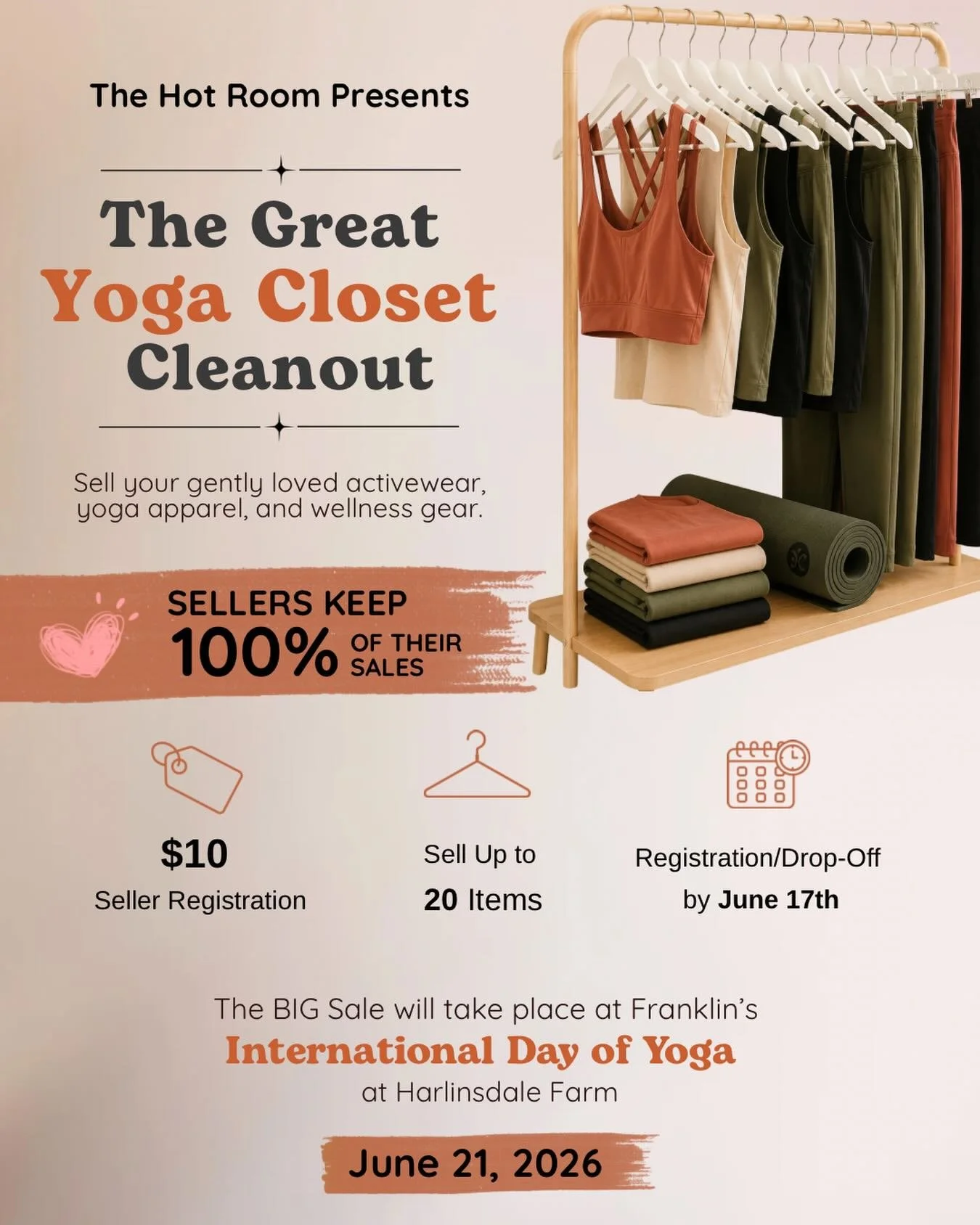 THE GREAT YOGA CLOSET CLEANOUT IS HERE 👖🧘&zwj;♀️✨

Have activewear, yoga apparel, or wellness gear sitting in your closet that deserves a second life?

We&rsquo;re inviting our community to join us for The Great Yoga Closet Cleanout, a community re