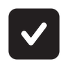 A black checkmark inside a dark square