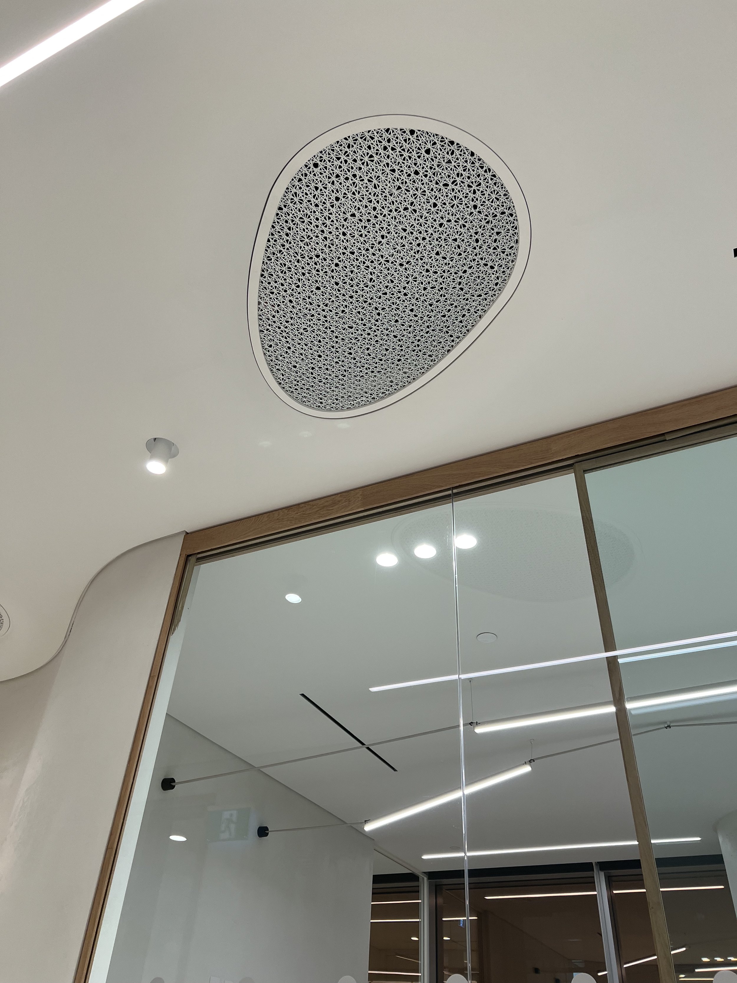 Lighting | We experimented with the positioning of the flexible lighting system - textile ribbon and the arrangement of luminaires, creating diverse configurations that elegantly harmonize with and adapt to the interior architecture.