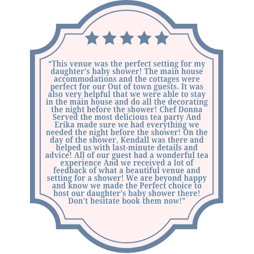 Five star review from baby shower at luxury estate hotel in downtown mckinney texas, near dallas. The perfect place for groups or families to gather, meet and stay for retreat or vacation, girls weekend, couples trip or staycation in north texas.