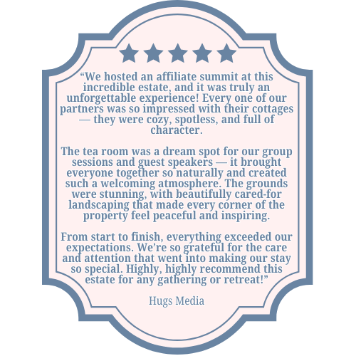 Five star review from company who hosted retreat at luxury estate hotel in downtown mckinney texas, near dallas. The perfect place for groups or families to gather, meet and stay for retreat or vacation.