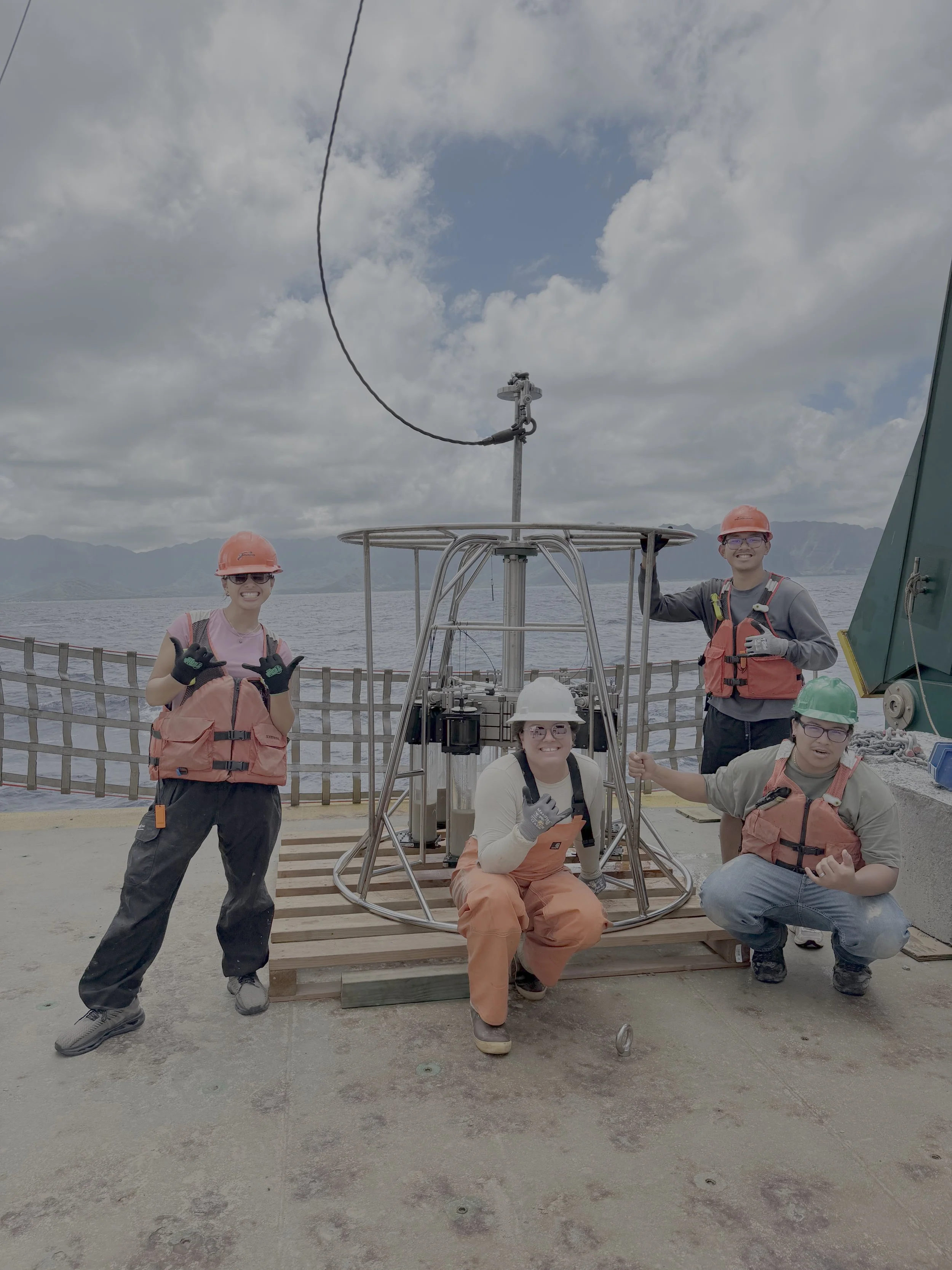 Coring offshore of Kāne'ohe Bay on R/V Kilo Moana during KM2609 (UH Mānoa's 2026 student cruise)
