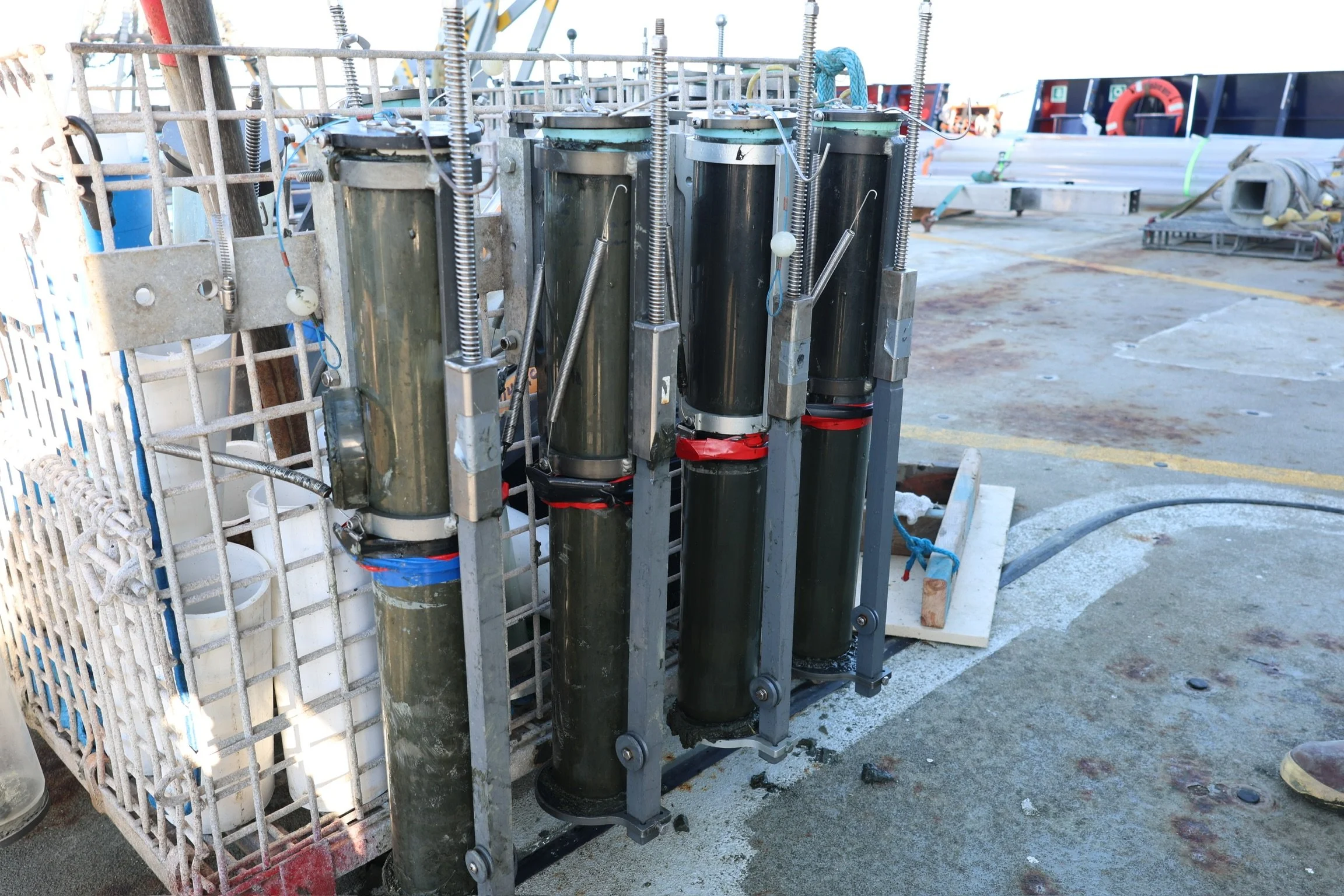 Santa Barbara Basin multicores on deck during SR2422 (Ancient California Ecosystems and Shorelines)