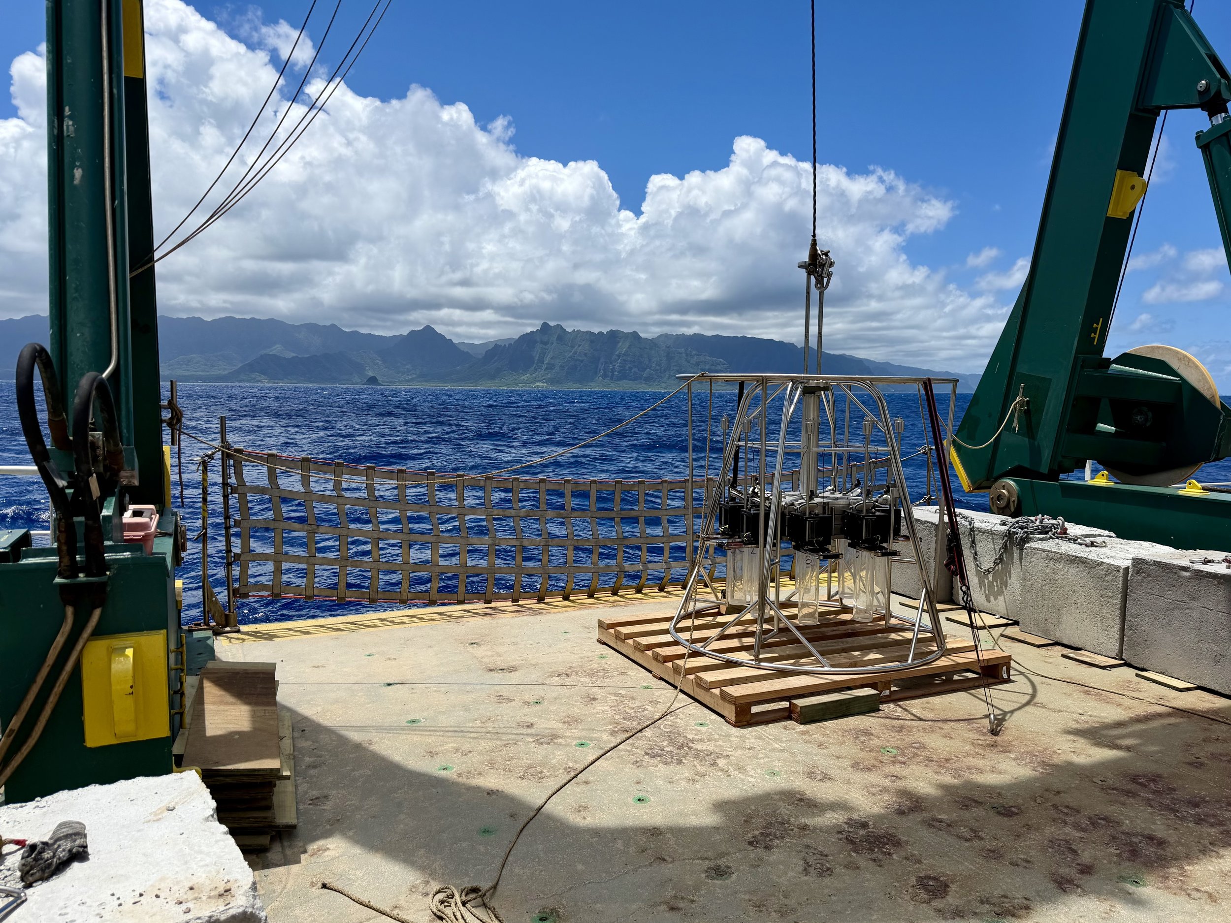 Preparing the "Megacorer" for deployment off of R/V Kilo Moana during KM2609 (UH Mānoa's 2026 student cruise)