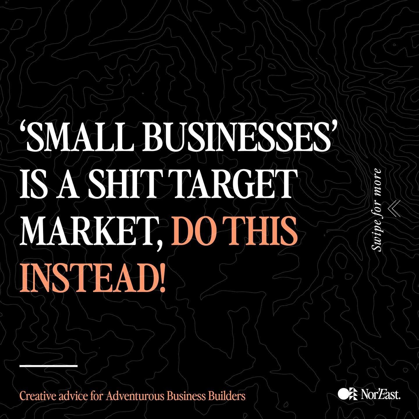 Stop marketing to &lsquo;Small Businesses&rsquo;! It&rsquo;s time to define who the hell you&rsquo;re selling to, what is your unique market, who are they and what obstacles do they face?
-
-
#designfortheadventurous #noreast #branding #newcastlebusi