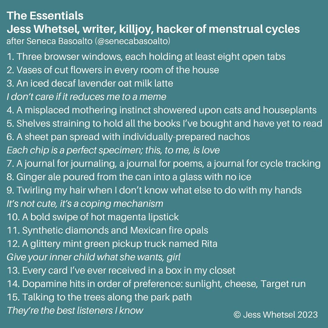 Whewww it&rsquo;s day 26 and we&rsquo;re in the home stretch!! Today @senecabasoalto posted this 🔥 poem called &ldquo;The Essentials&rdquo; and I neeeeeeded to do an after because it was way too much fun and methinks I&rsquo;ve been taking #NaPoWriM