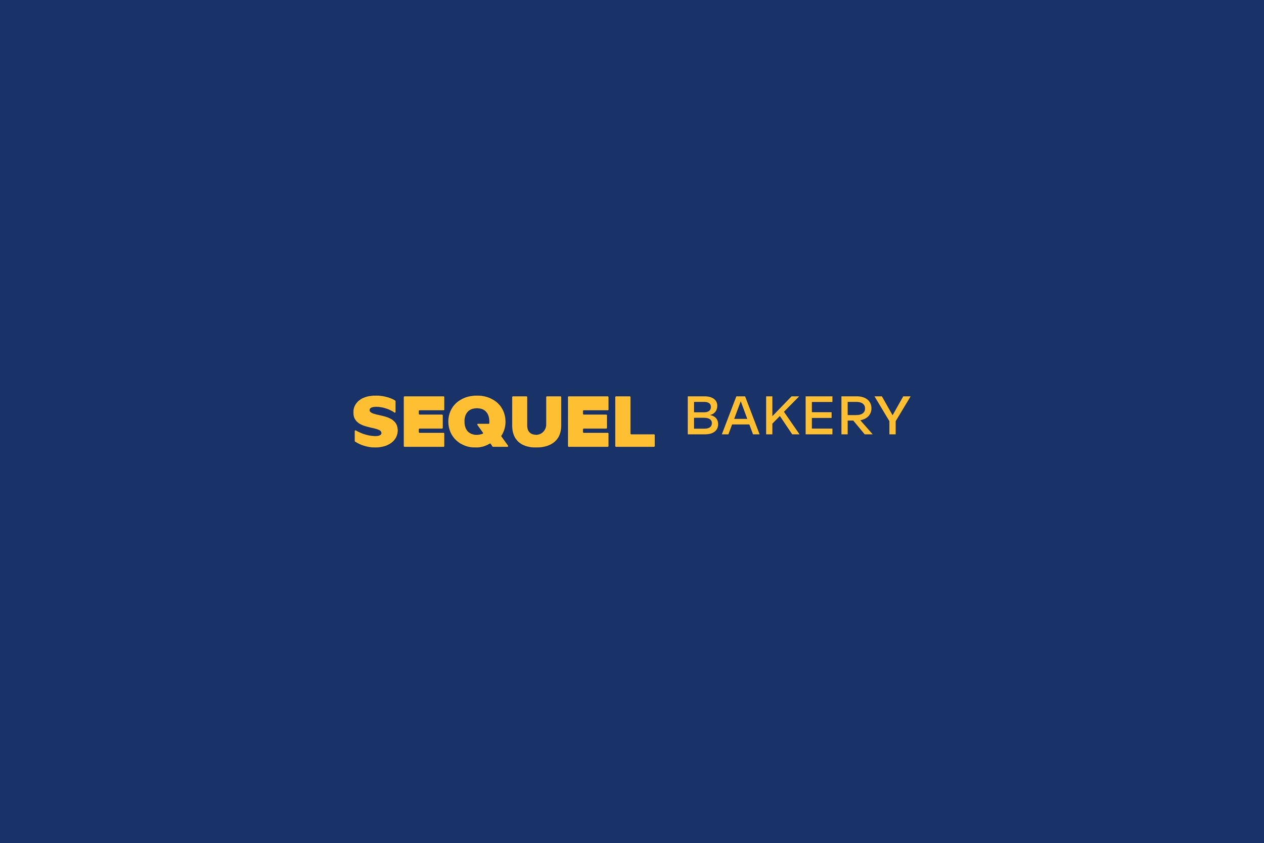 Blue background with yellow text reading 'SEQUEL BAKERY'.