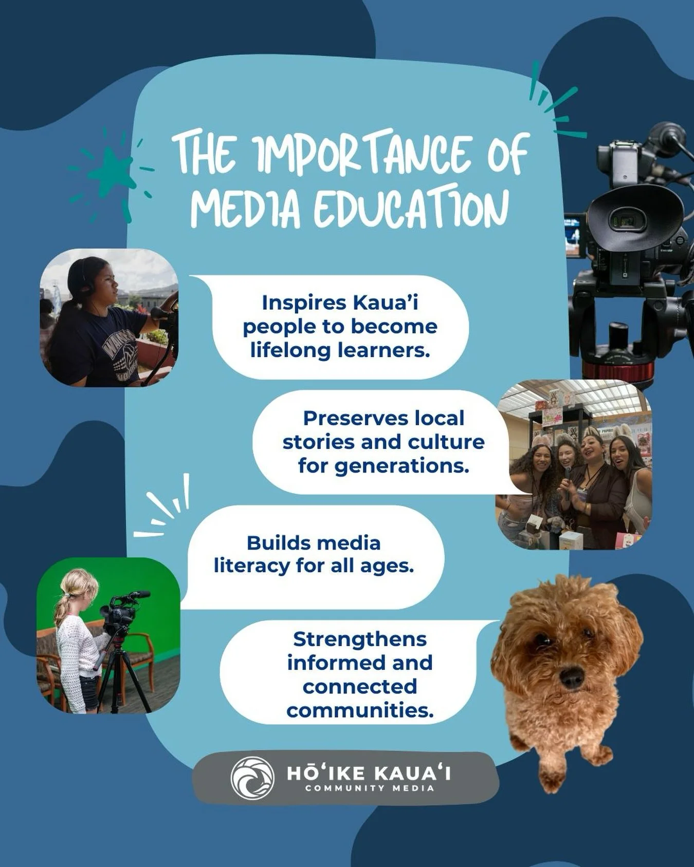 At Hōʻike Kauaʻi Community Media, we see education as an invitation&hellip; an invitation for our community to tell its own stories. 🌺

Maybe it&rsquo;s a kūpuna who wants to record a family reunion so those memories live on for generations. Maybe i