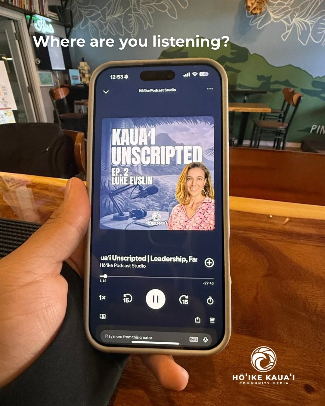 Episode 2 of Kauaʻi Unscripted is now available!

Whether you&rsquo;re listening on your morning commute, during a walk, at your favorite coffee shop, or relaxing at home, we&rsquo;d love to know&hellip;

📍 Where are you listening from?

🎧 Listen n