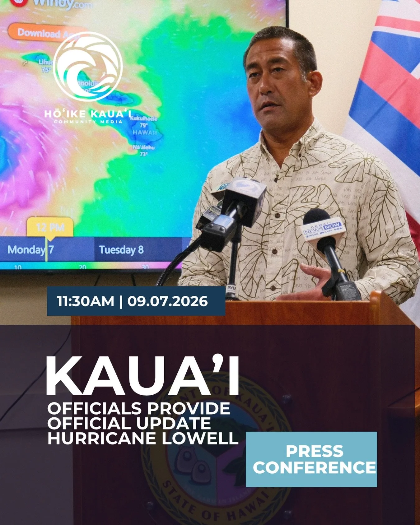 Our latest update from Kauaʻi County officials is now on YouTube.

As Hurricane Lowell approaches, conditions across Kauaʻi are expected to deteriorate through this afternoon and evening. County officials are urging residents to complete preparations