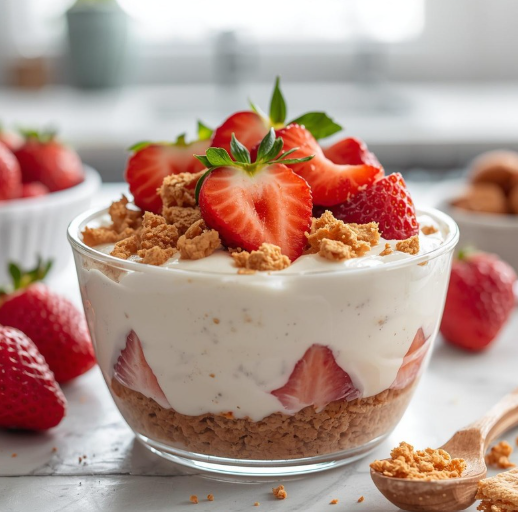 High-Protein Strawberry Cheesecake Yogurt Bowl (266 cals)