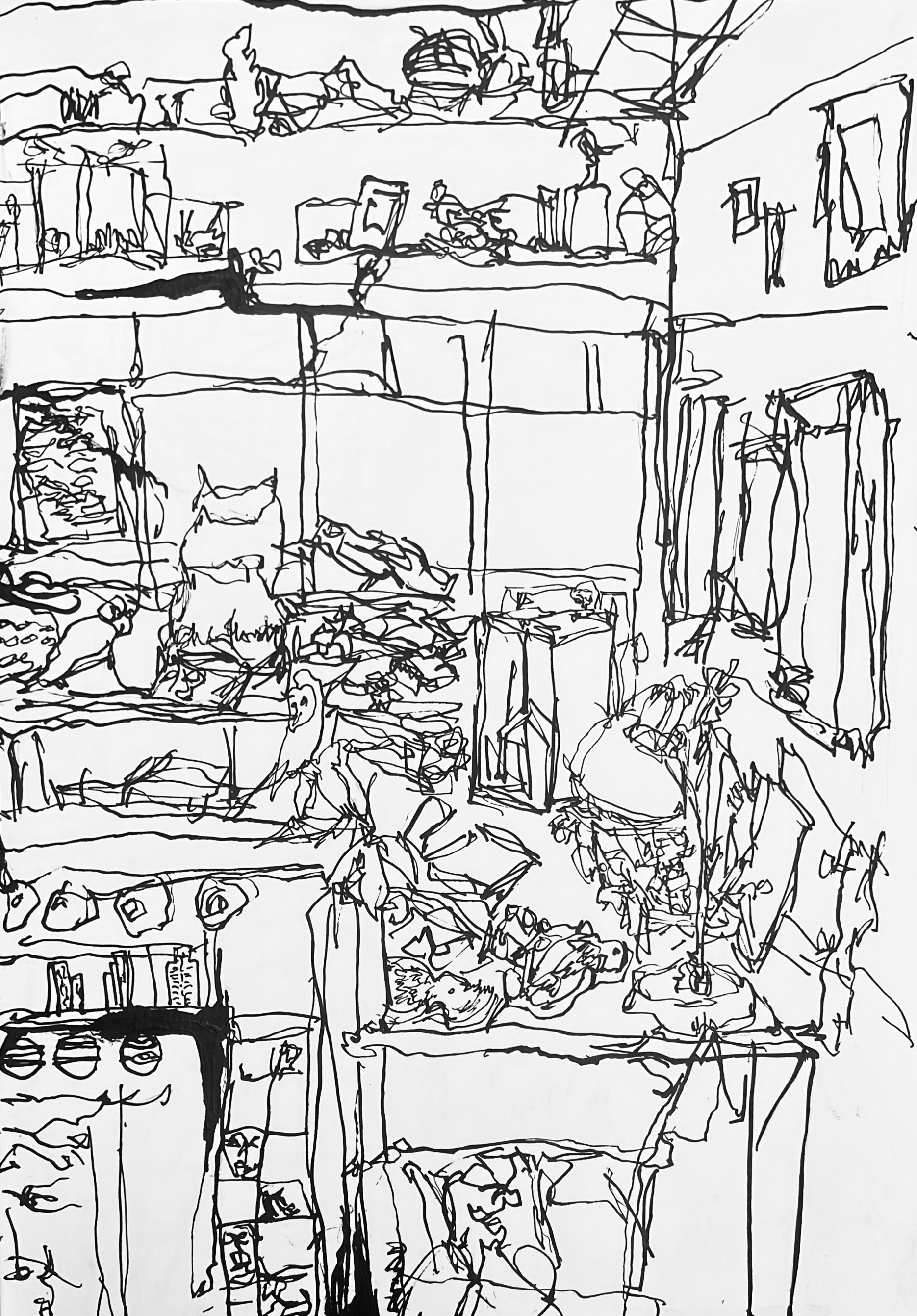 Utopia's Studio, 2026, Ink on paper - 8 x 11 in