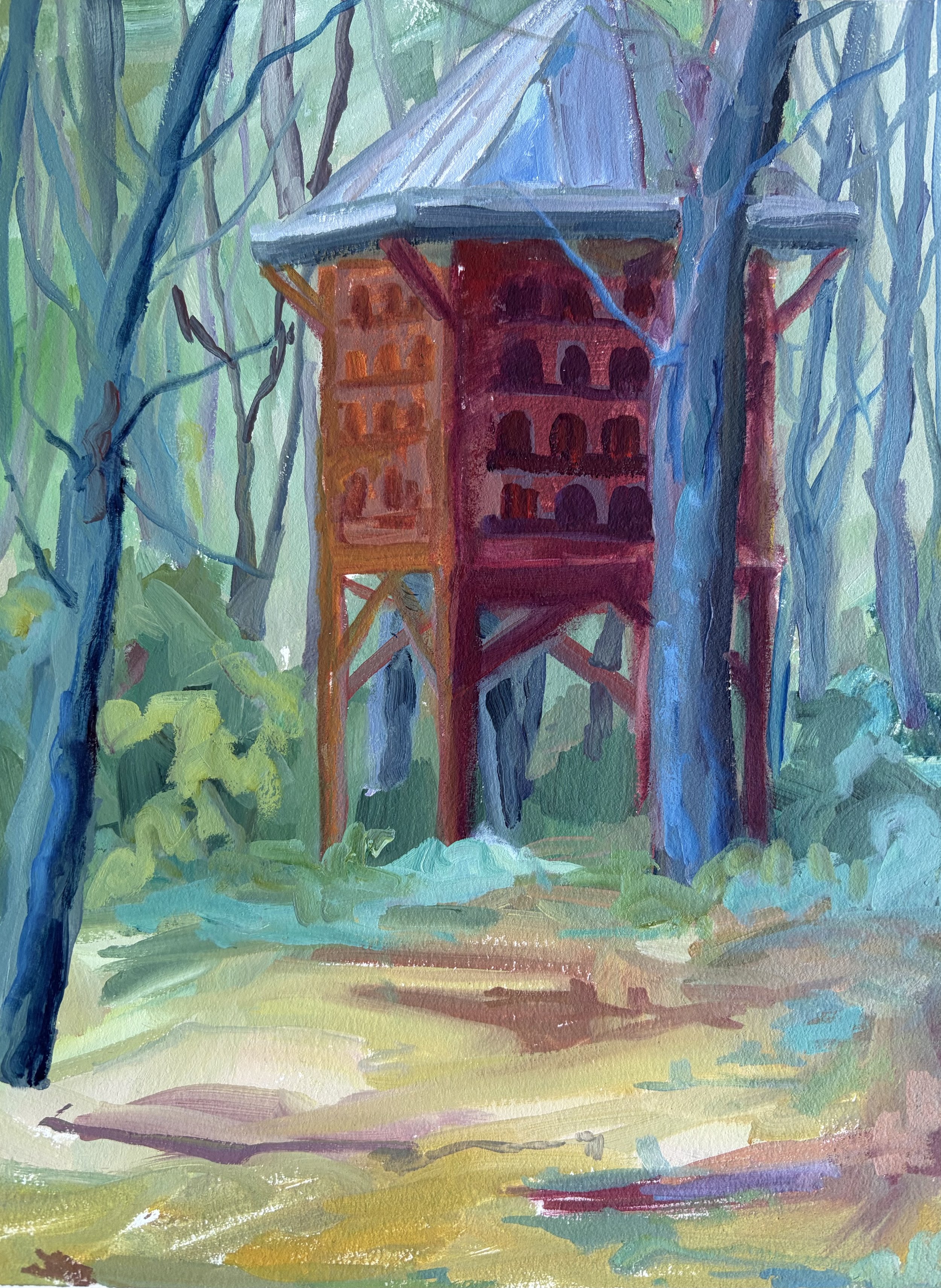Birdhouse, 2026, Oil on paper - 9 x 12 in