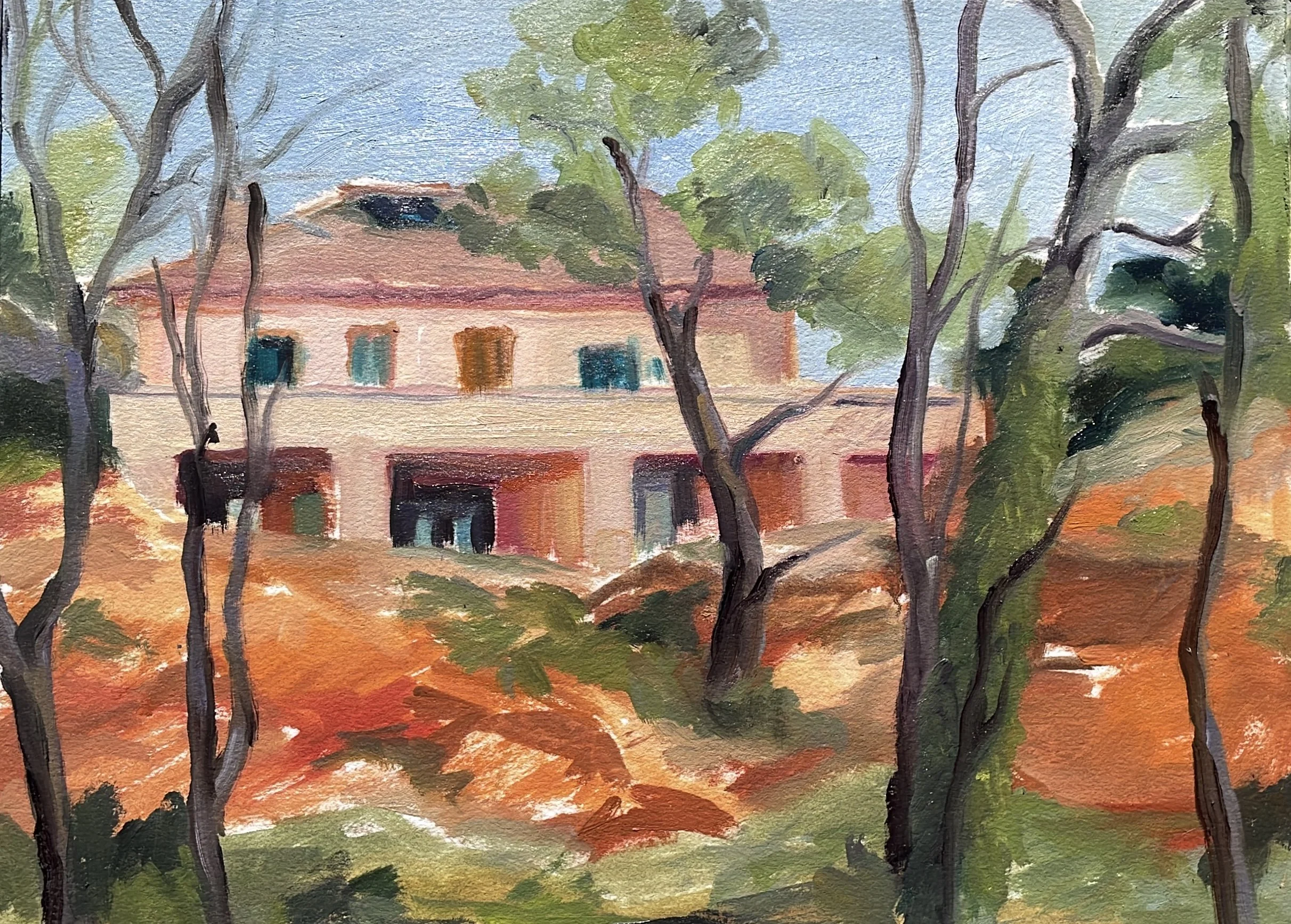 The Pink Home, 2026, Oil on paper - 9 x 12 in