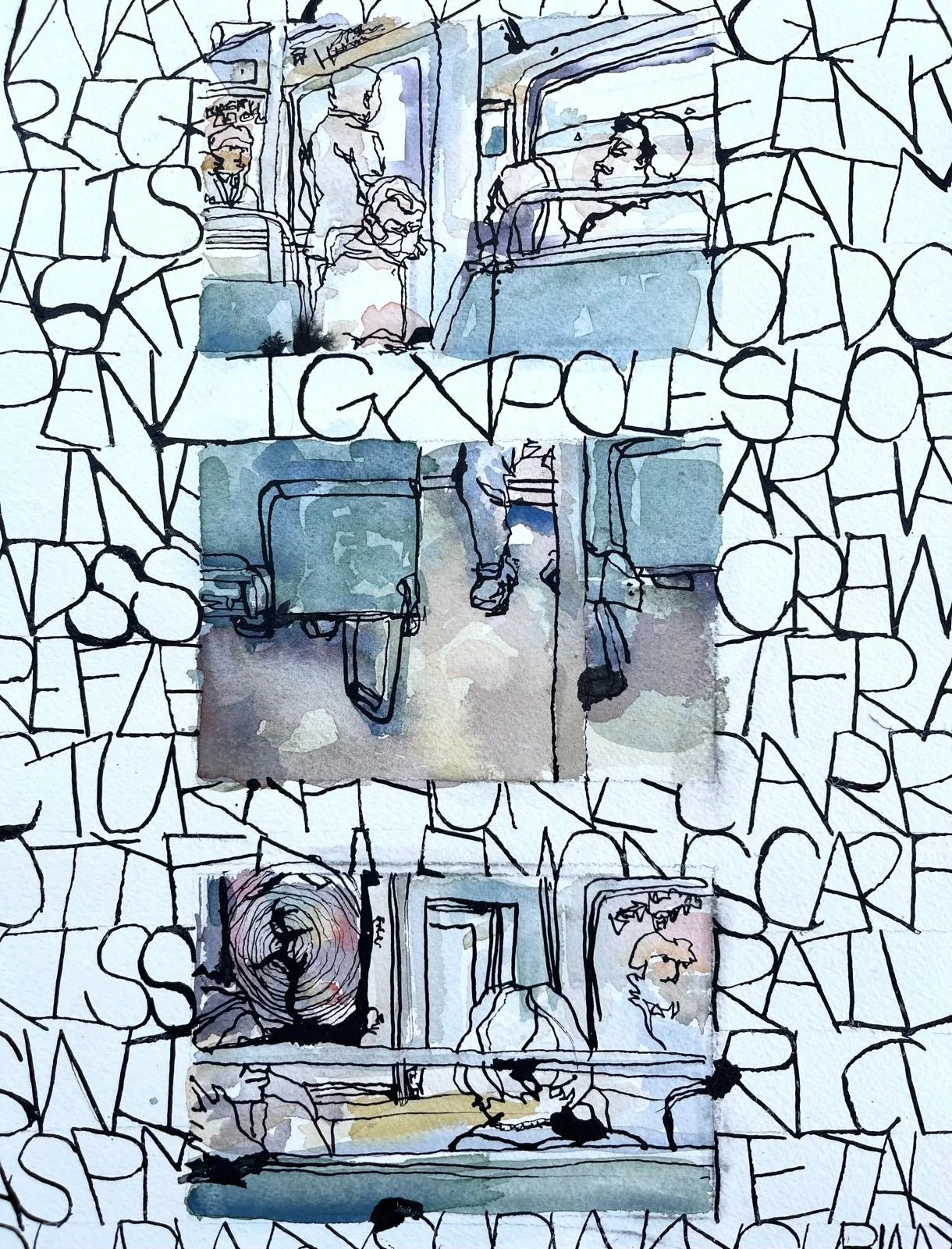 Metro, 2025, Watercolor on cold-pressed paper - 10 x 13 1/2 in