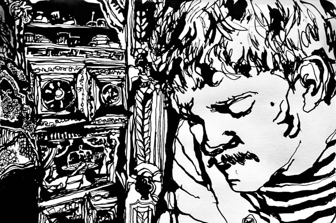 In the Kitchen, 2026, Ink on paper - 8 x 11 in