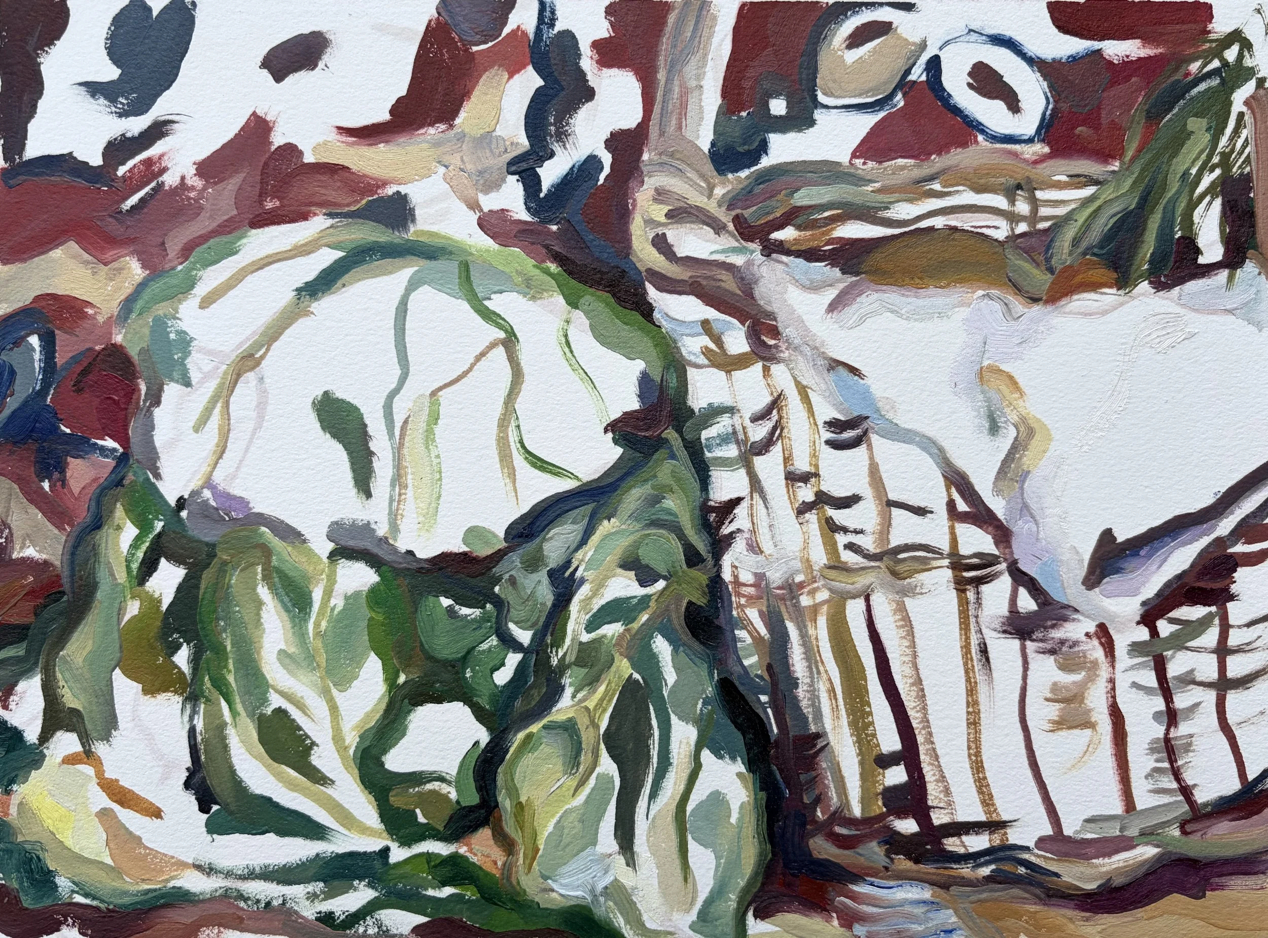 Basket and Cabbage, 2026, Oil on paper - 12 x 9 in