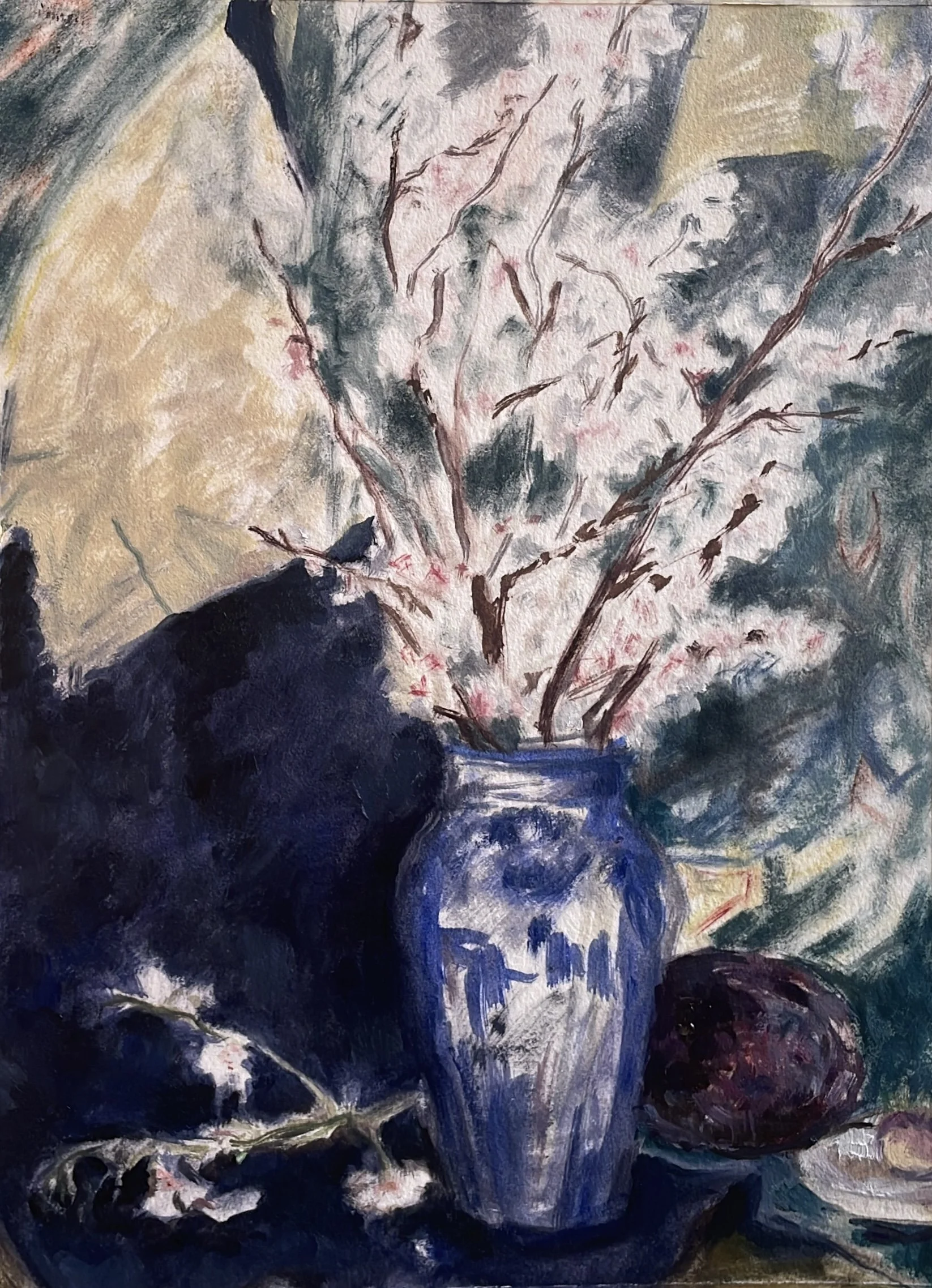 Fallen Branch, 2026, Oil on paper - 9 x 12 in