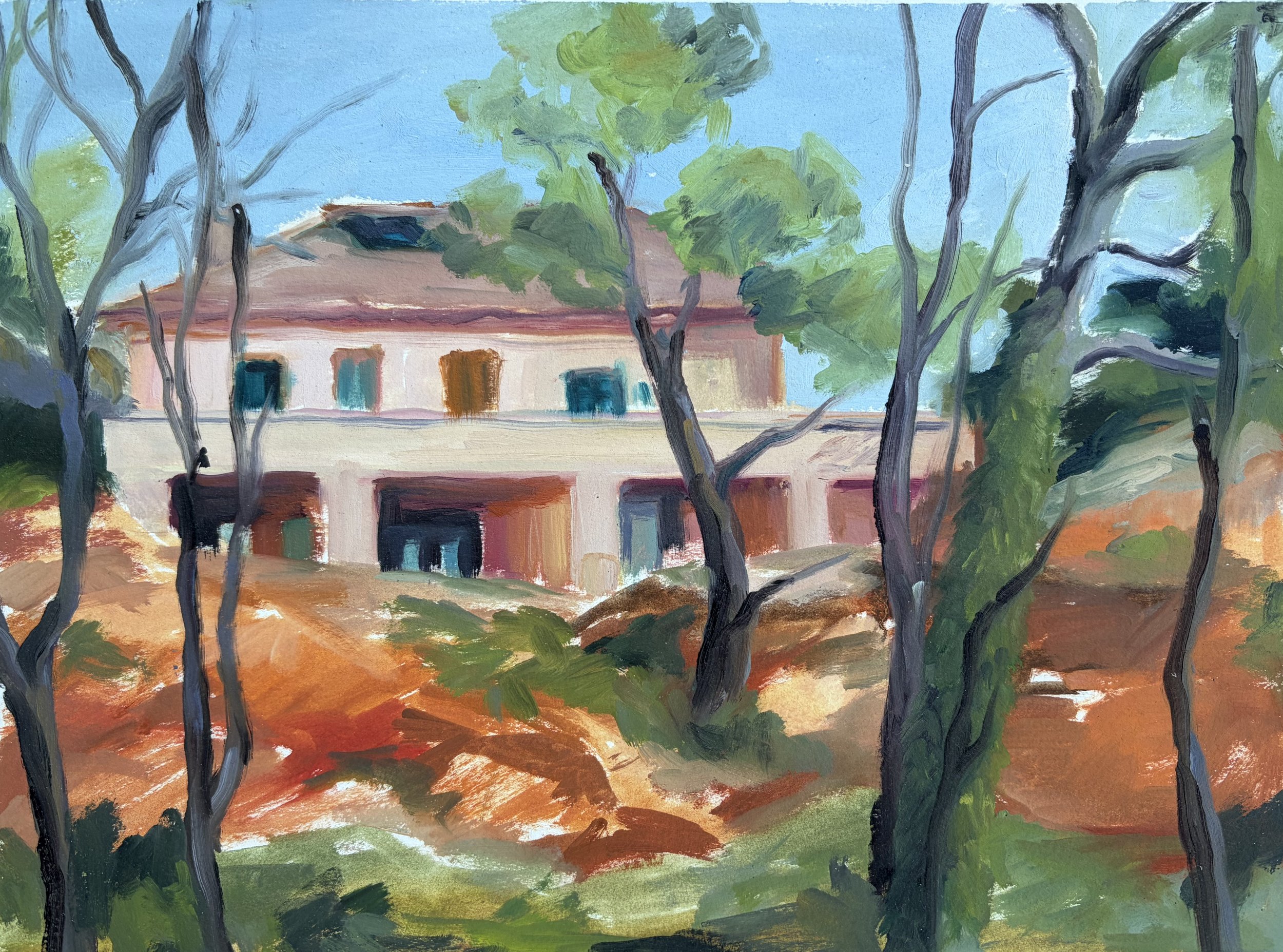 The Pink Home, 2026, Oil on paper - 9 x 12 in