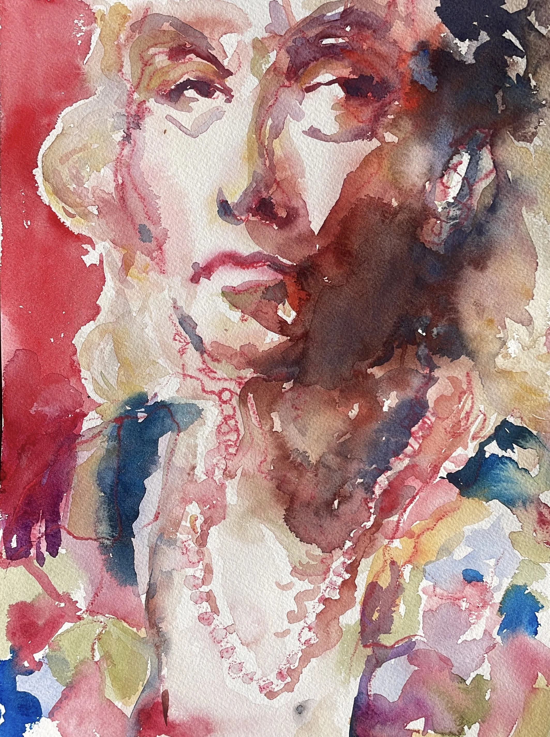 Sequins, 2026, Watercolor and pencil on cold-pressed paper -8 x 11 in x