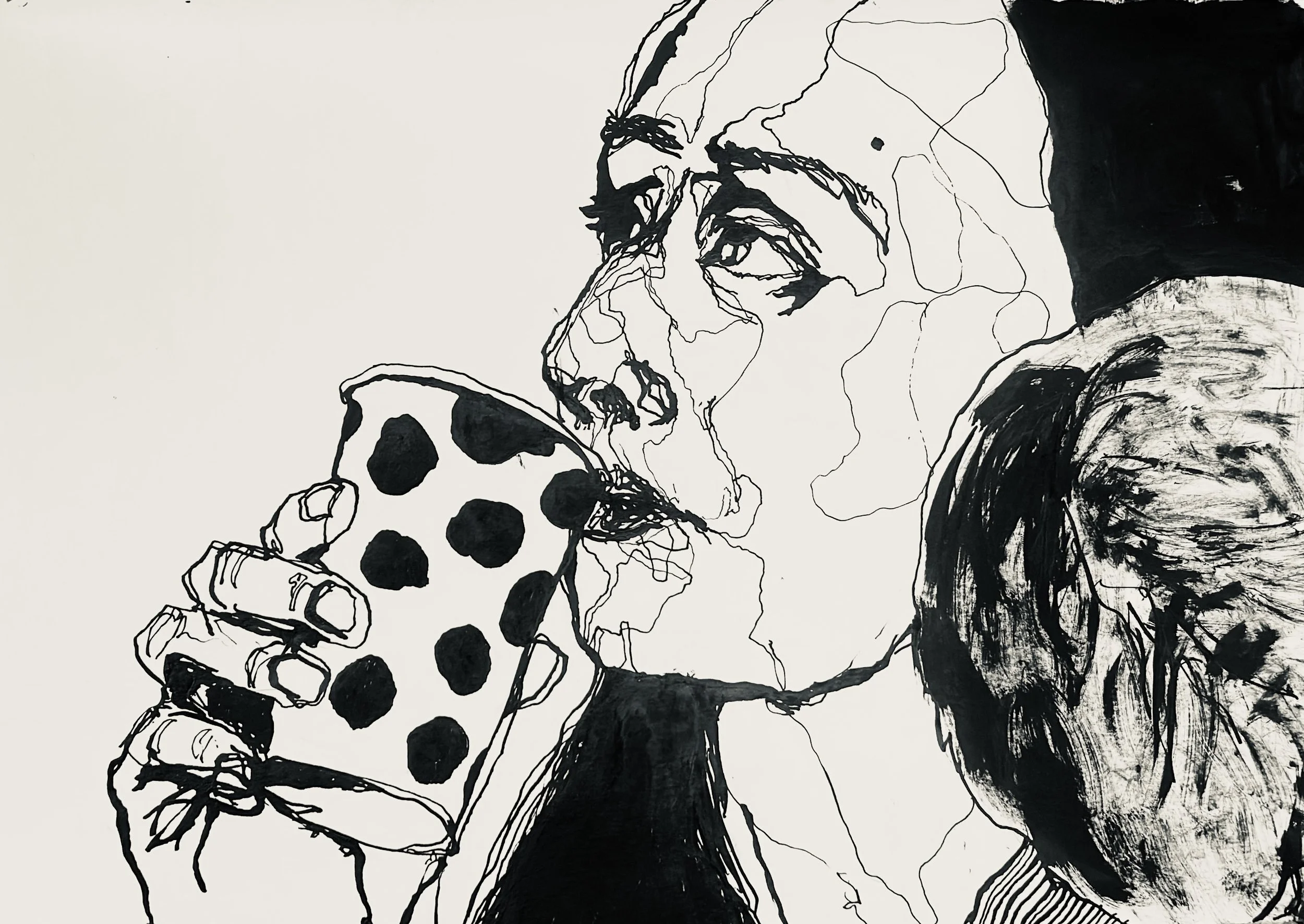 Polka,  2026, Ink on paper - 8 x 11 in