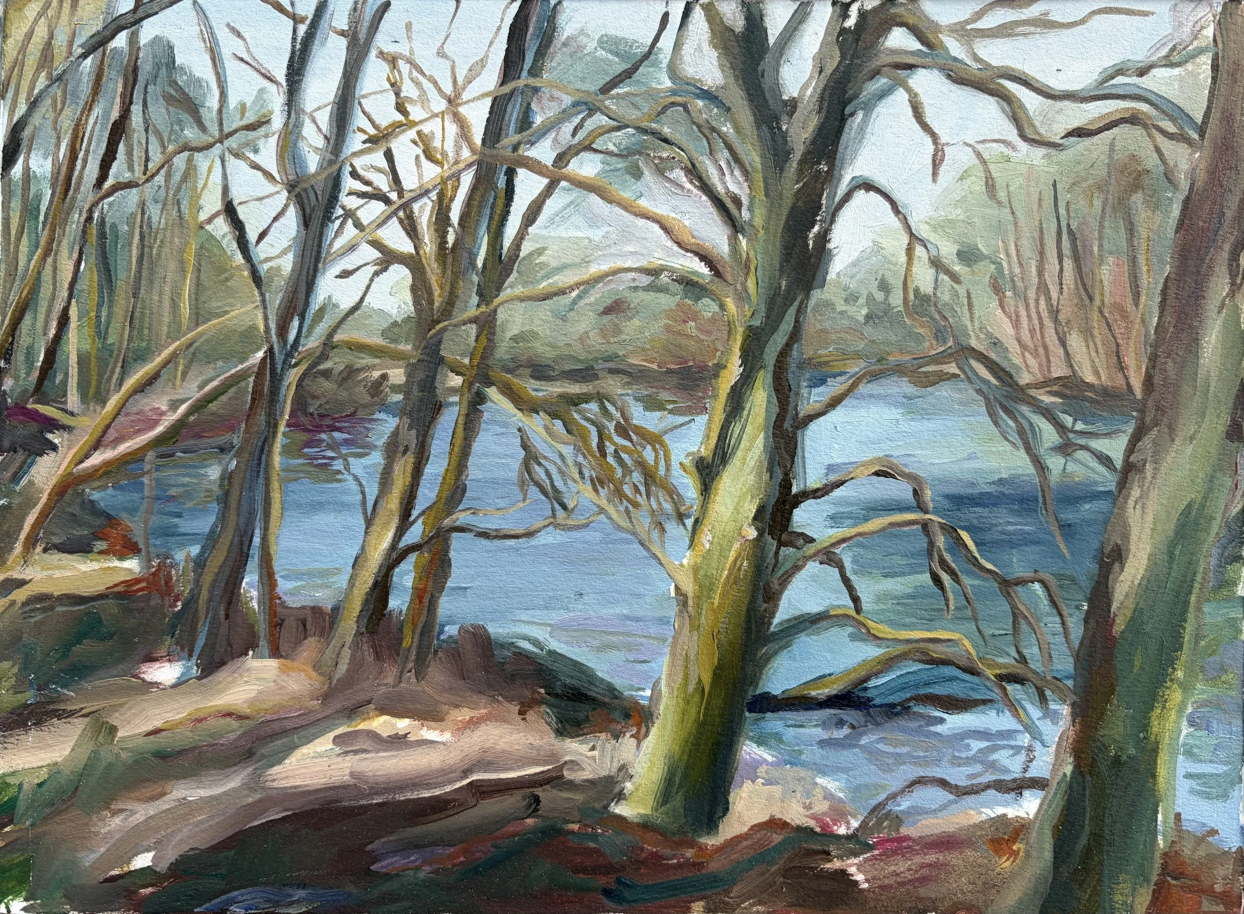 The Secret Lake, 2026, Oil on paper - 9 x 12 in