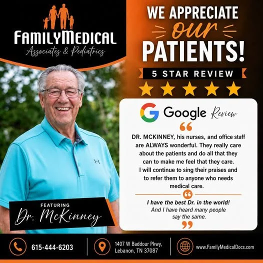 Dr. Roger McKinney's Google Review from a patient in Lebanon, TN for Primary Care