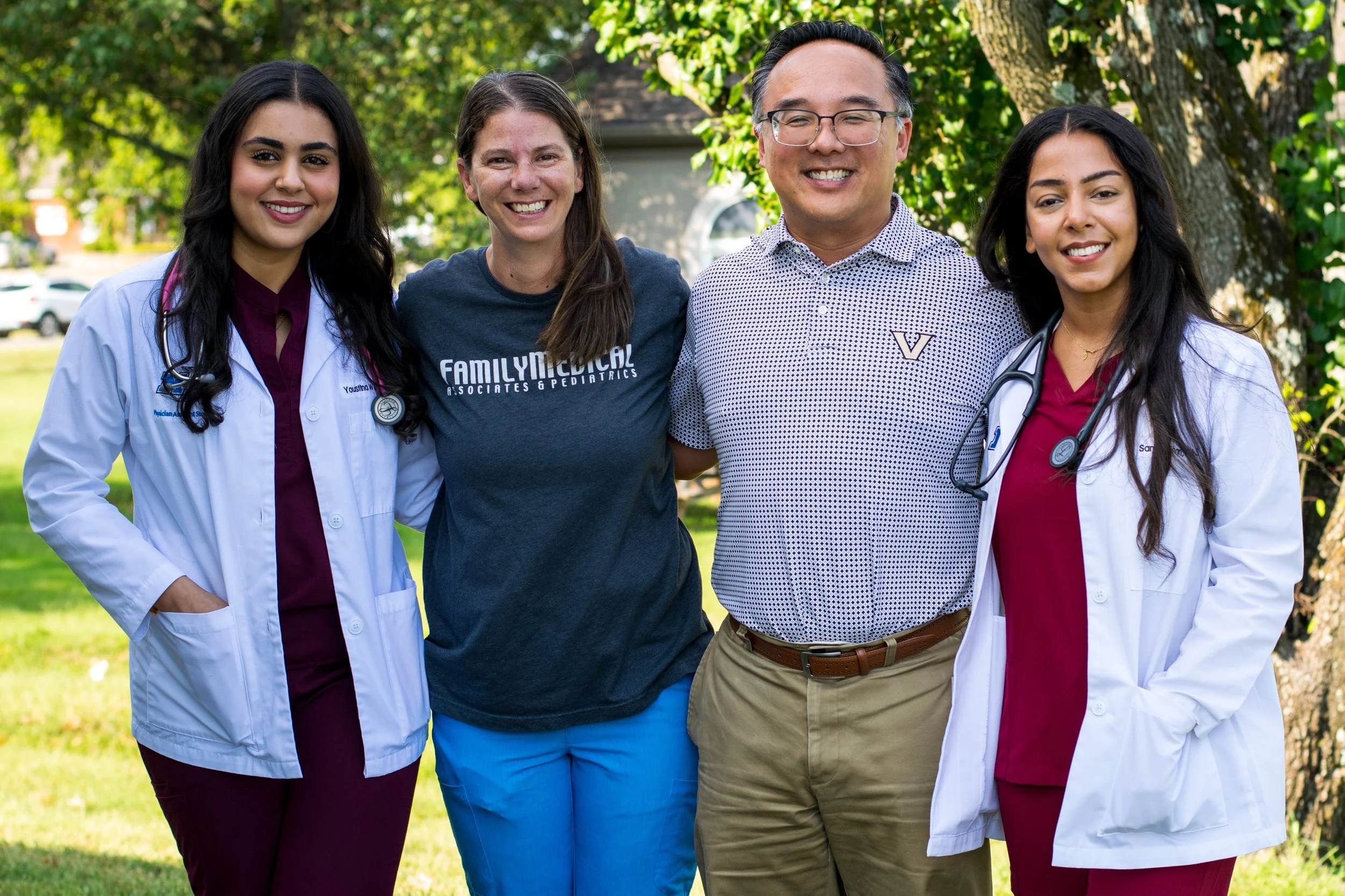 Dr. Bernard Sy with his clinical nurse and MTSU Physician Assistant students at Family Medical Associates & Pediatrics in Lebanon, Tennessee