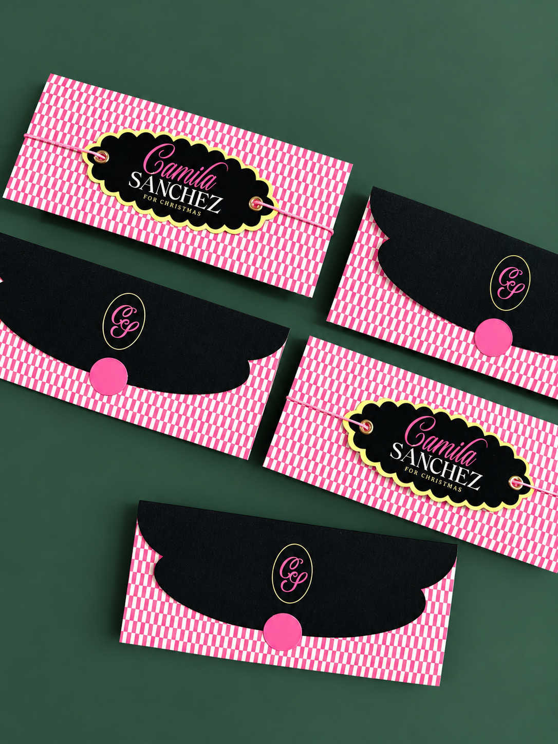 Tarjetas navideñas en rosa y negro.png