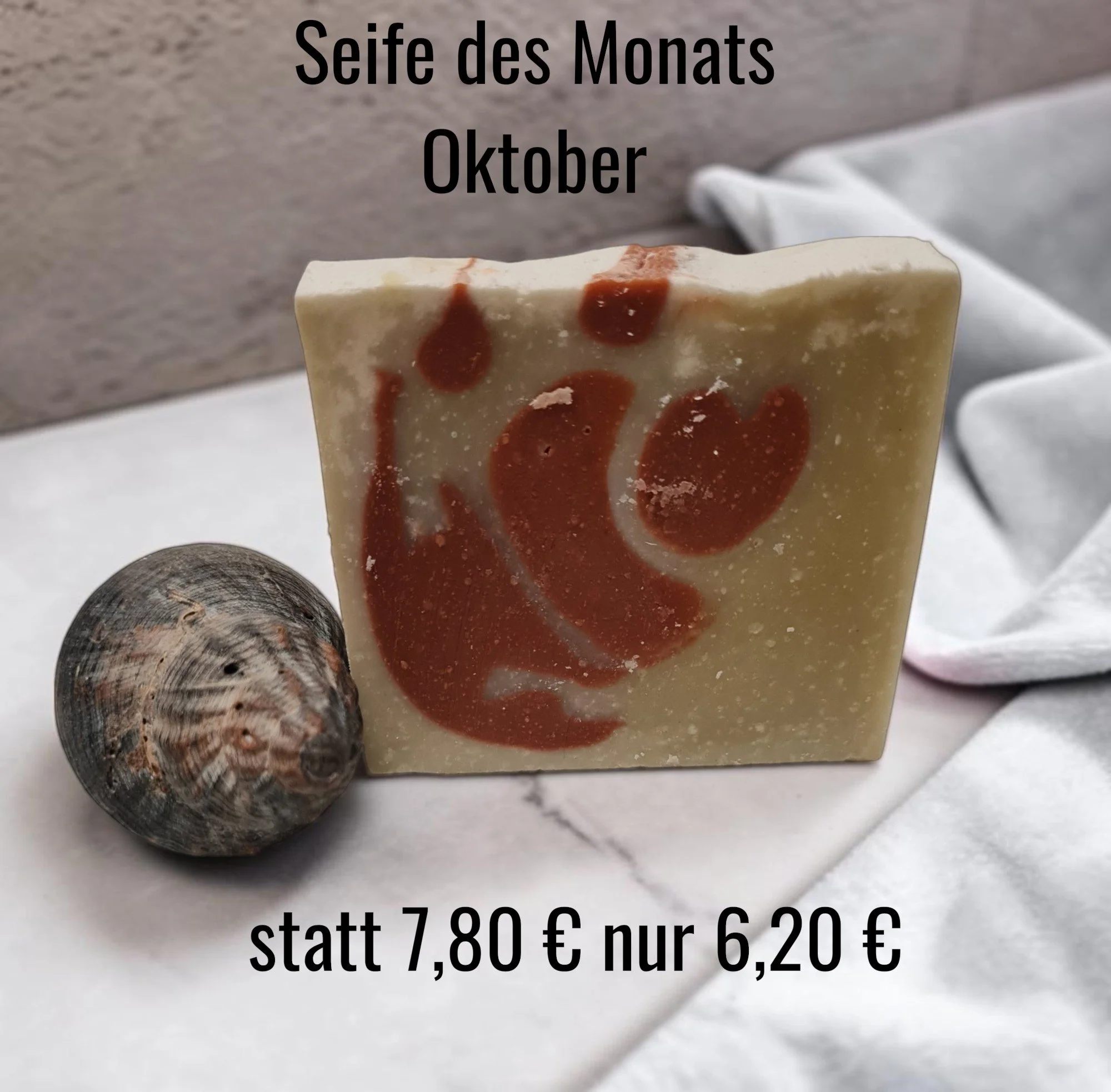 Seife des Monats Marrakesch Seife handgemachte Seife, mit Kakaobutter, Olivenöl, grüner und roter Tonerde