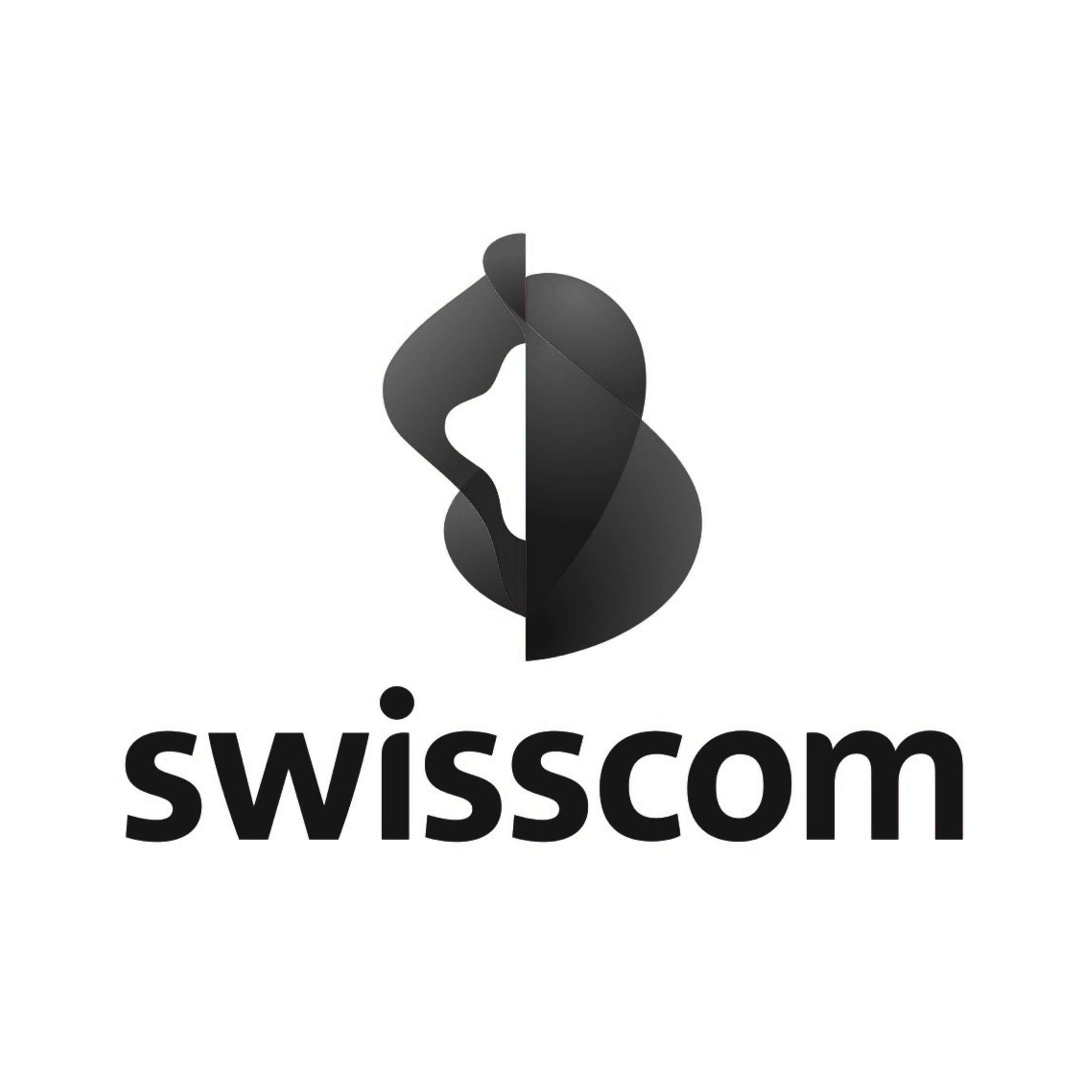 Black and white logo of the Swisscom company with a stylized Swiss cross and the word 'swisscom' below.