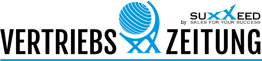 Logo mit einer stilisierten Weltkugel auf einem Ständer, daneben der Schriftzug "SALES FOR YOUR SUCCESS" mit einem Pfeil nach oben.