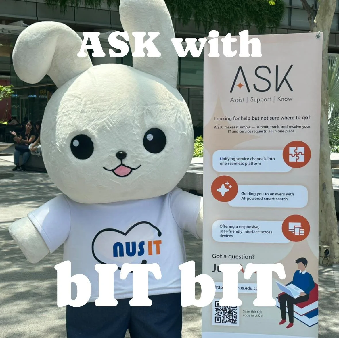 🤖🍦 ASK with BitBit! 🍦🤖
BitBit’s been making the rounds at NUS UTown across 3 Wednesdays, handing out yummy ice cream while students dropped by to ASK! 🎉 From curious questions to sweet treats, it’s been all about learning, fun, and