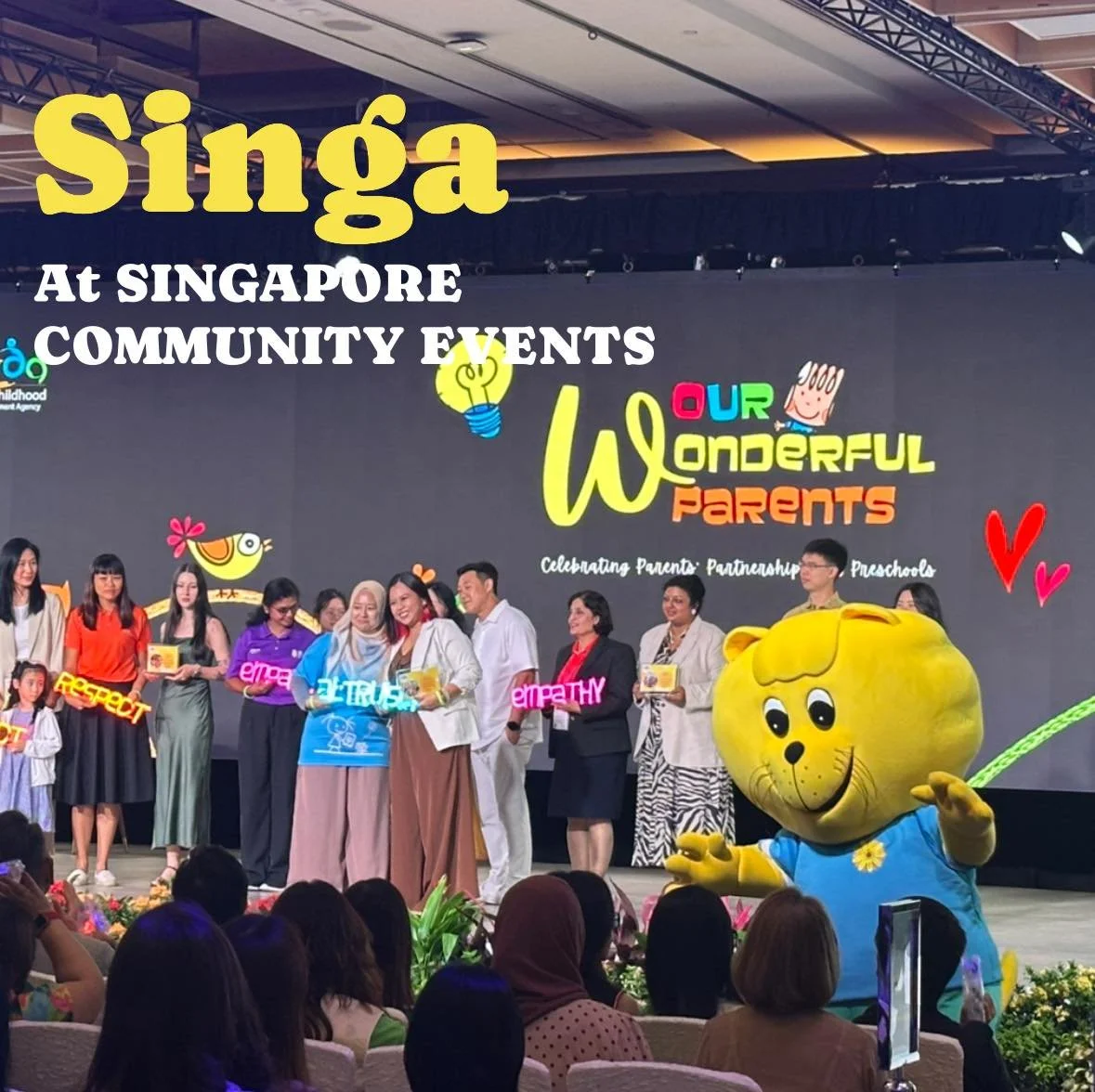 SINGA&rsquo;s kindness tour around SG 💛🦁

From cheering with young educators 👩&zwj;🏫✨ to a cheeky moment eyeing a Kindness F1 car (green flag to kindness, anyone? 🏎️💛🏁), and wrapping with Children&rsquo;s Day bashes across the island 🎈🎉&mdas