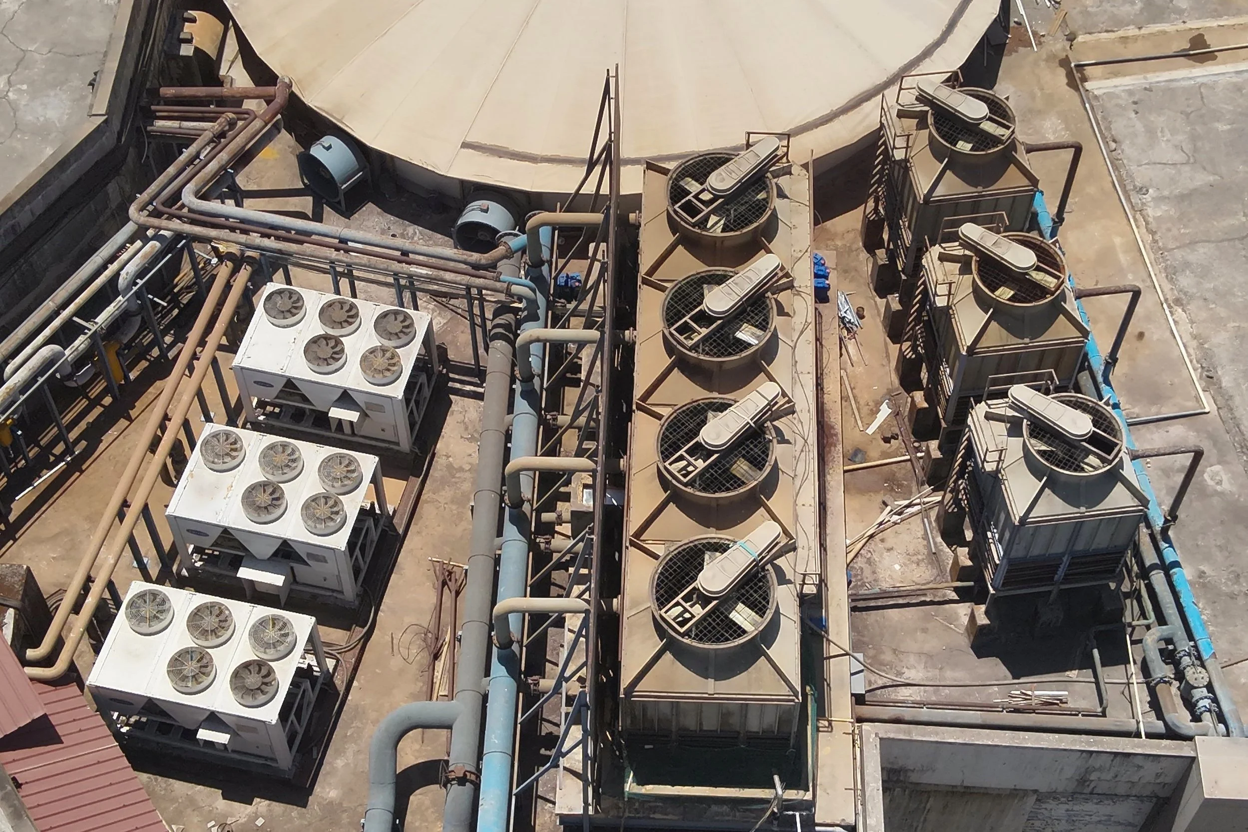 Aerial view of HVAC systems