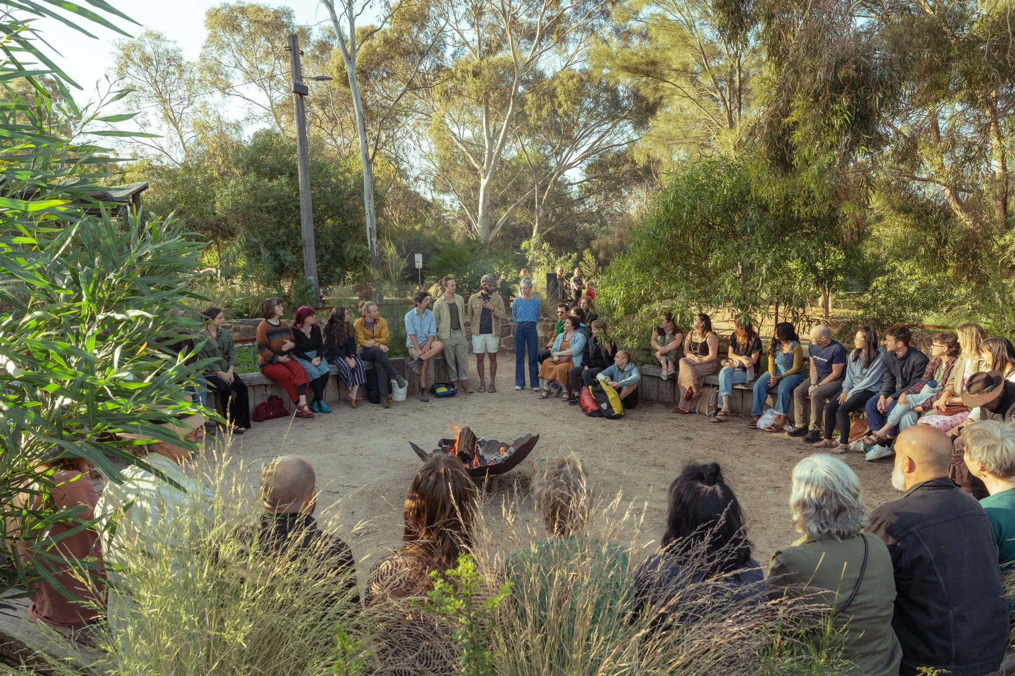 Opening circle at community gathering in Thornbury