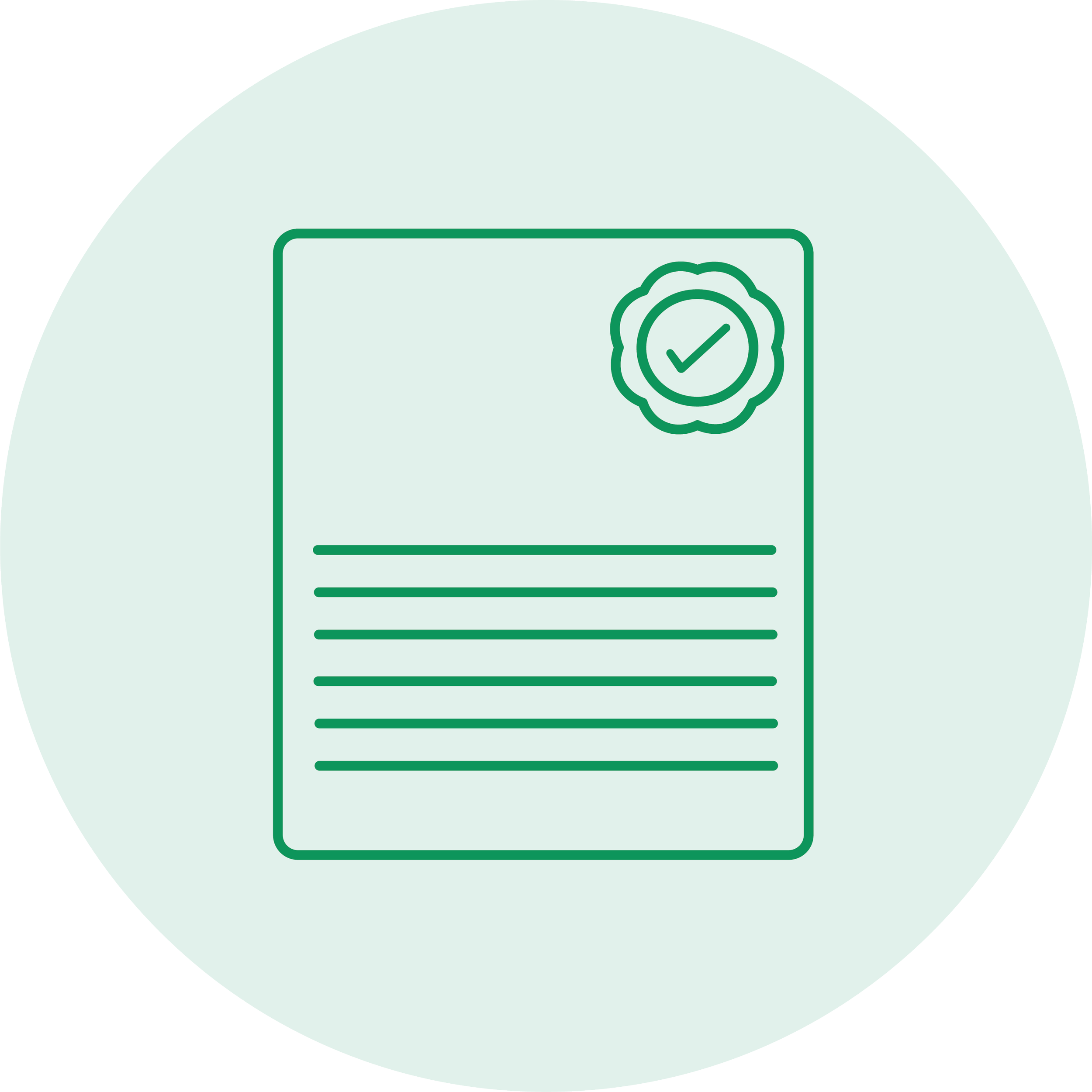Graphic illustration showing an official document with a rosette with a tick in